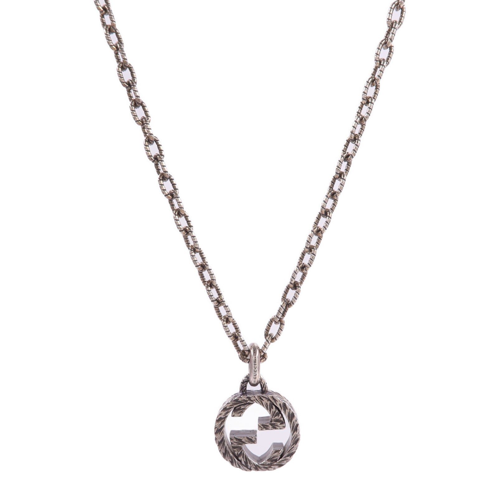 GUCCI 925純銀Interlocking Pendant項鍊
