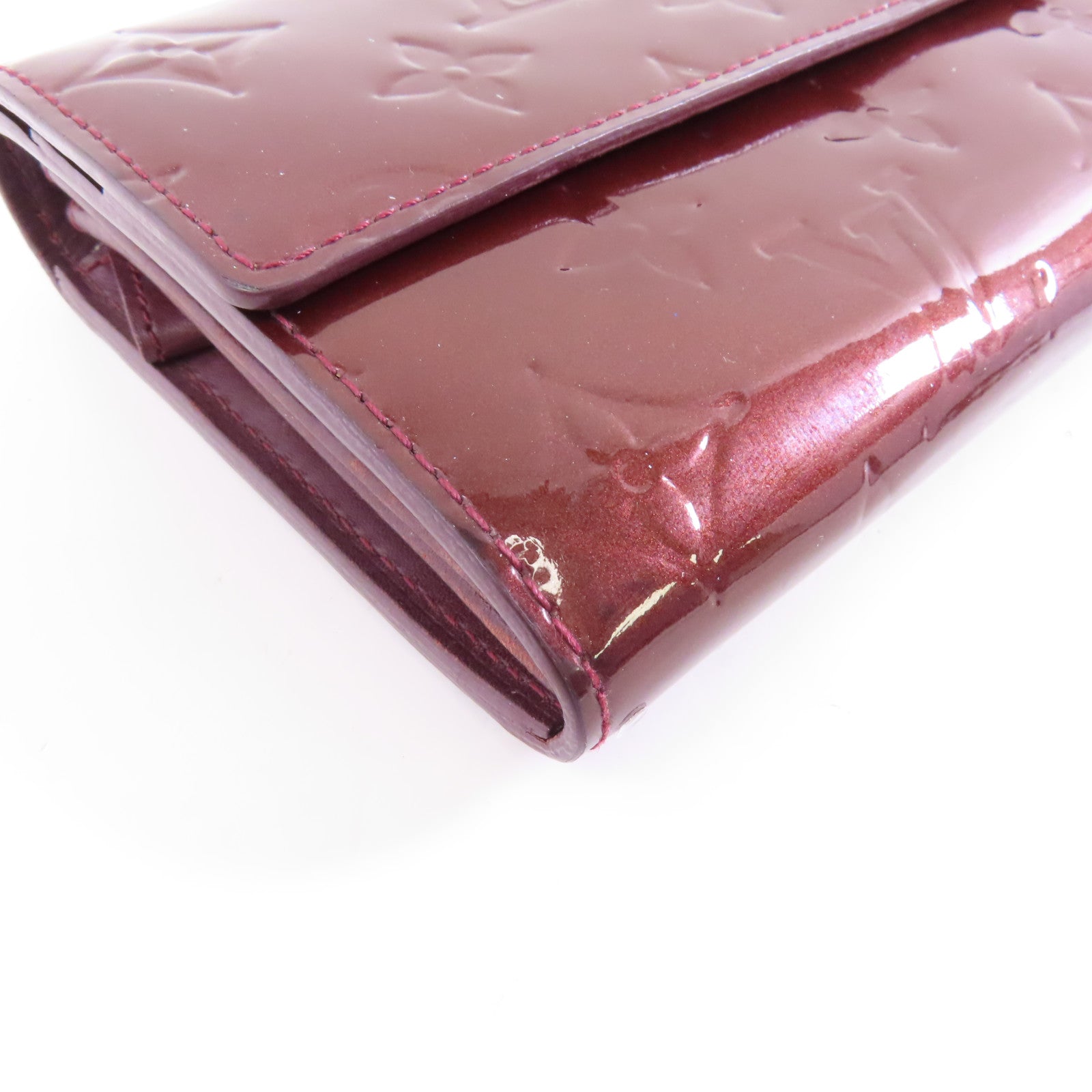 LOUIS VUITTON 【激減優惠】Vernis Portefeuille Sarah金扣長錢包酒紅色