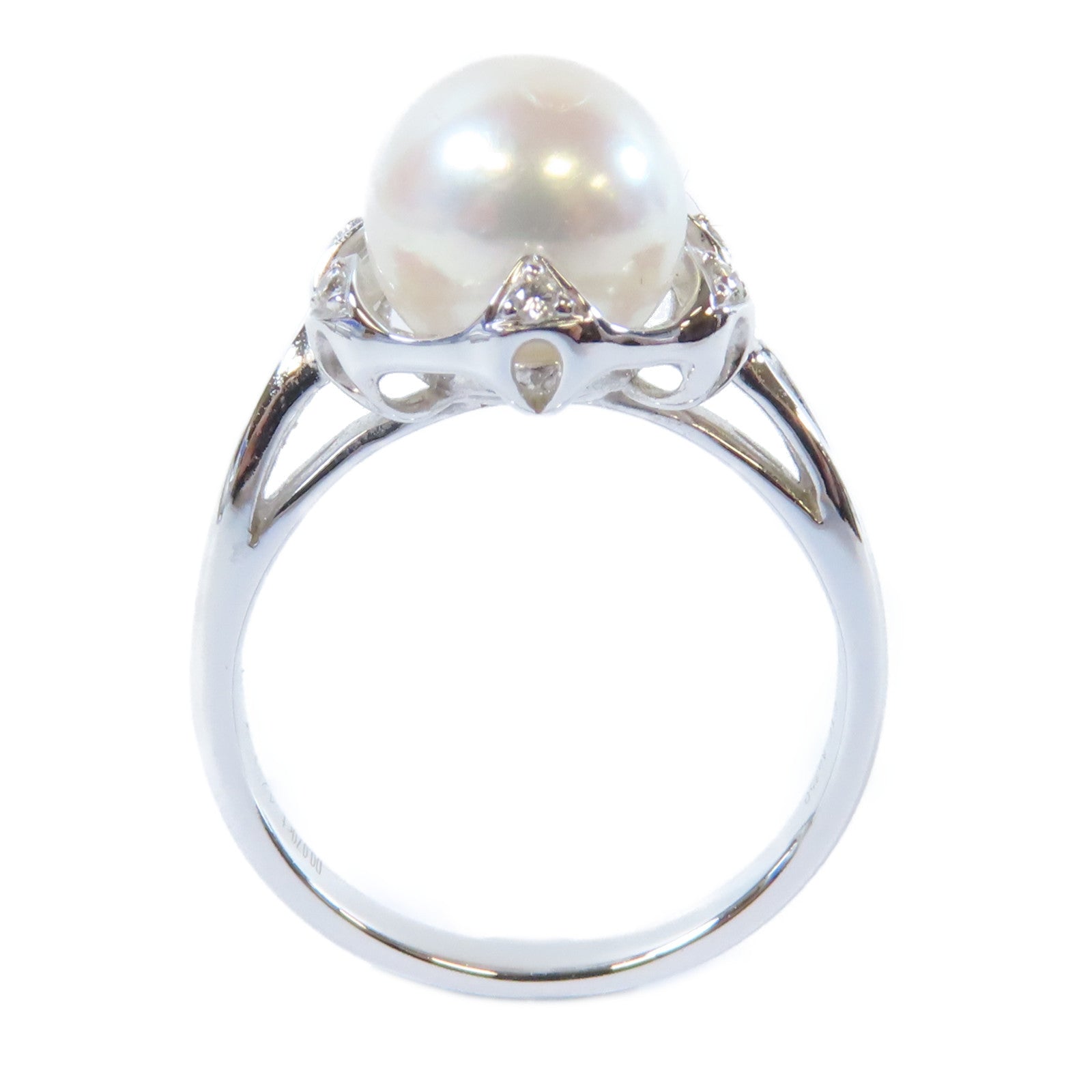JEWELRY 【激減優惠】18K白金Pearl Ring 0.070ct鑽石戒指US#6
