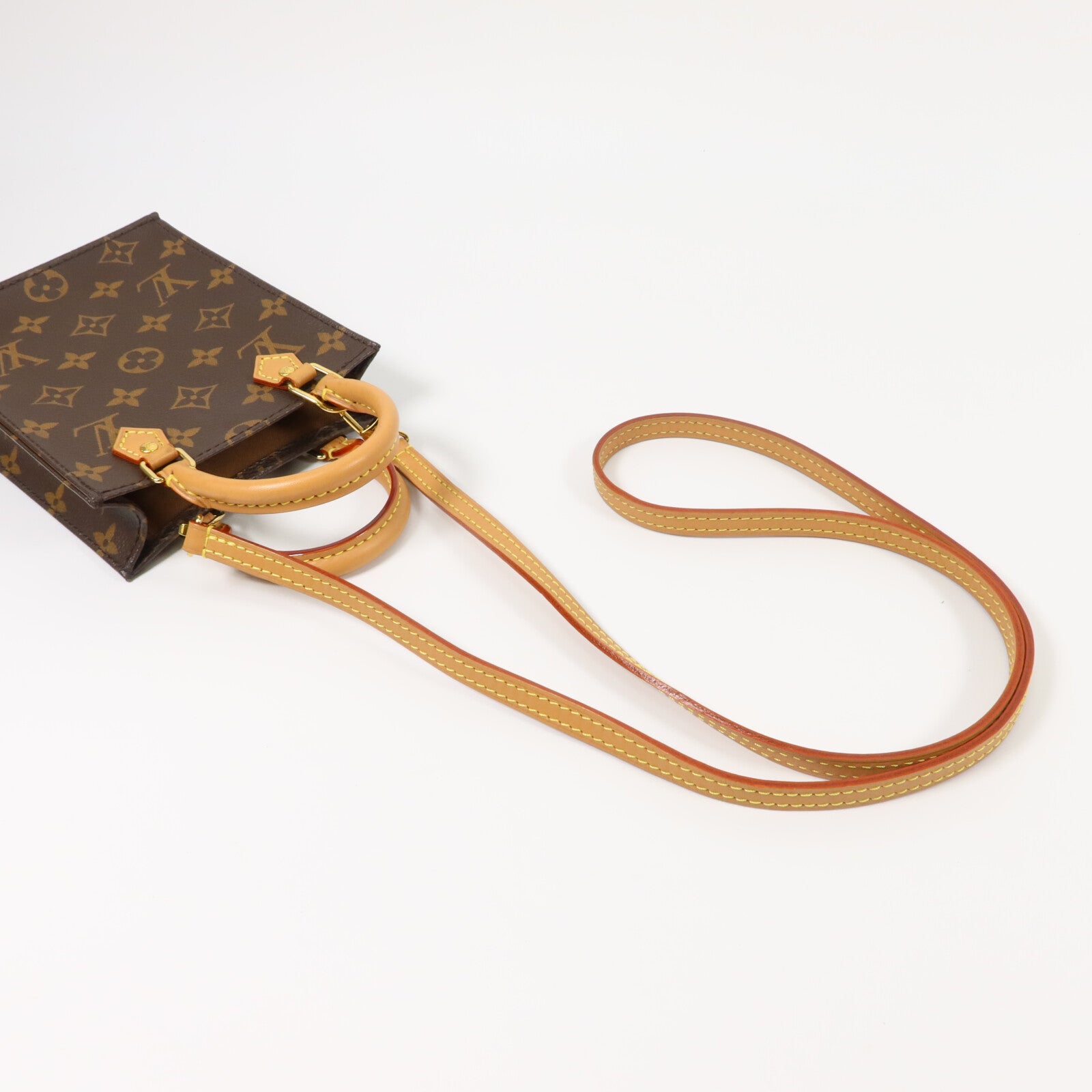 LOUIS VUITTON Monogram Petit Sac Plat手挽肩背兩用袋