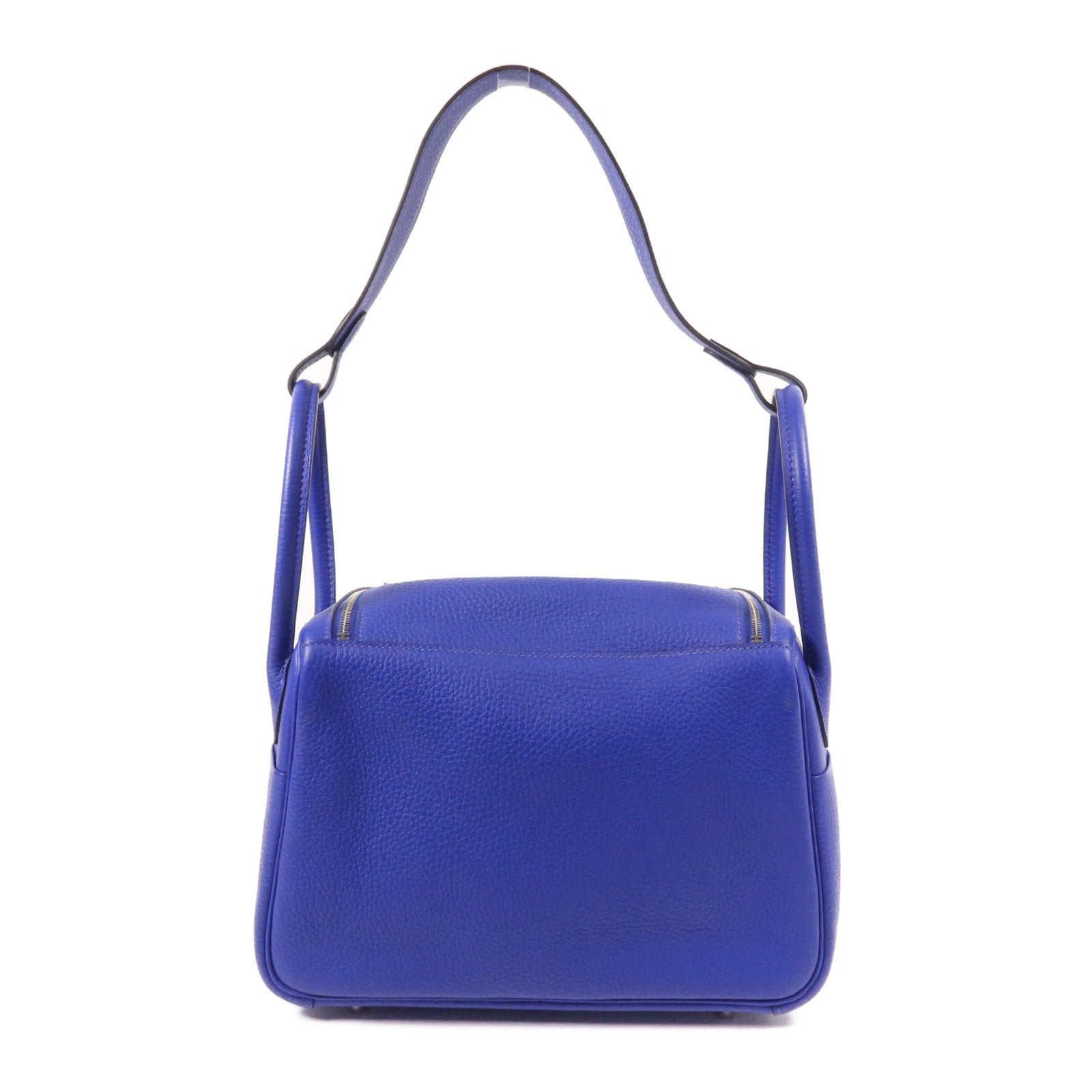 HERMES Clemence皮革Lindy 26銀扣手挽肩背兩用袋Bleu Electrique