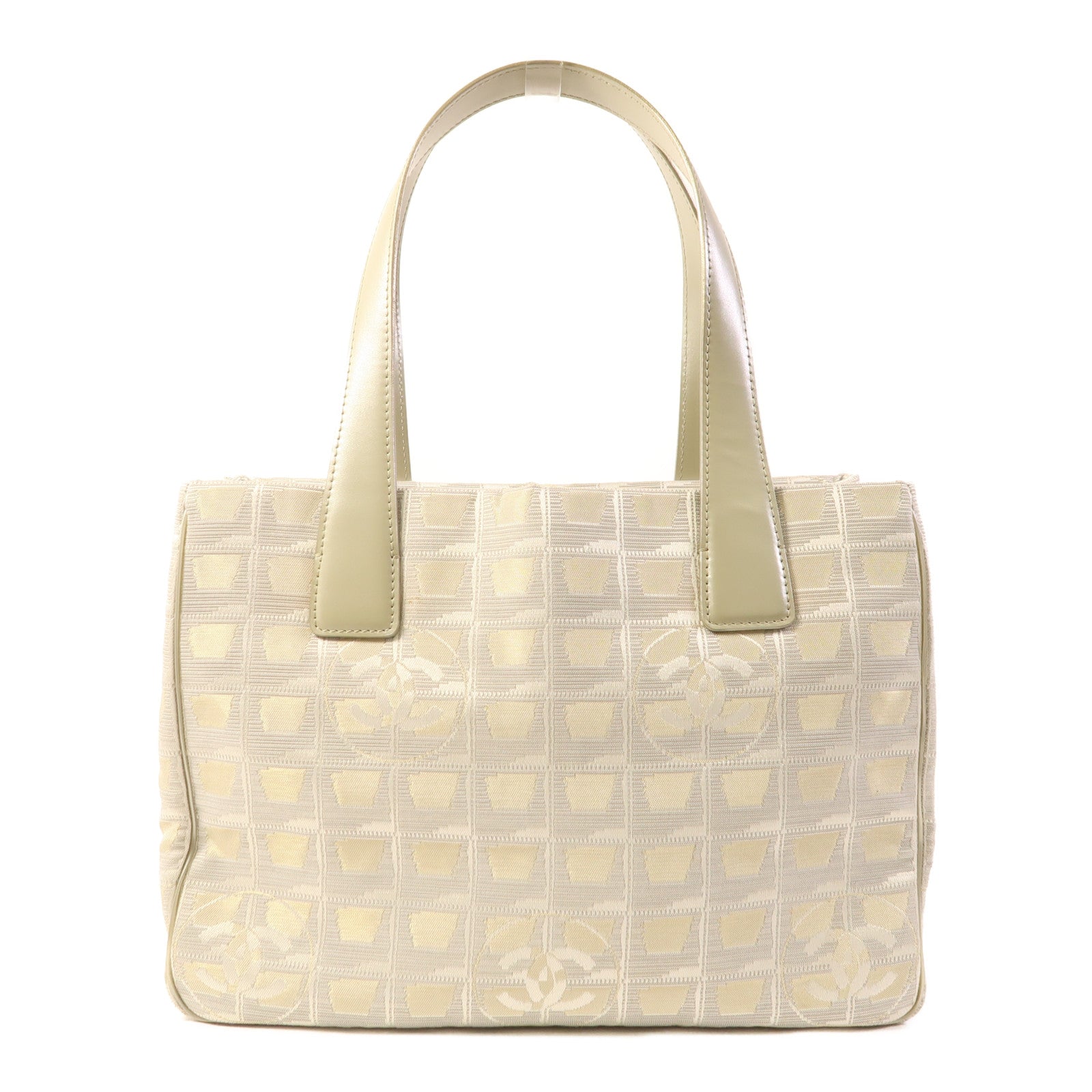 CHANEL 帆布Tote Bag銀扣肩背袋