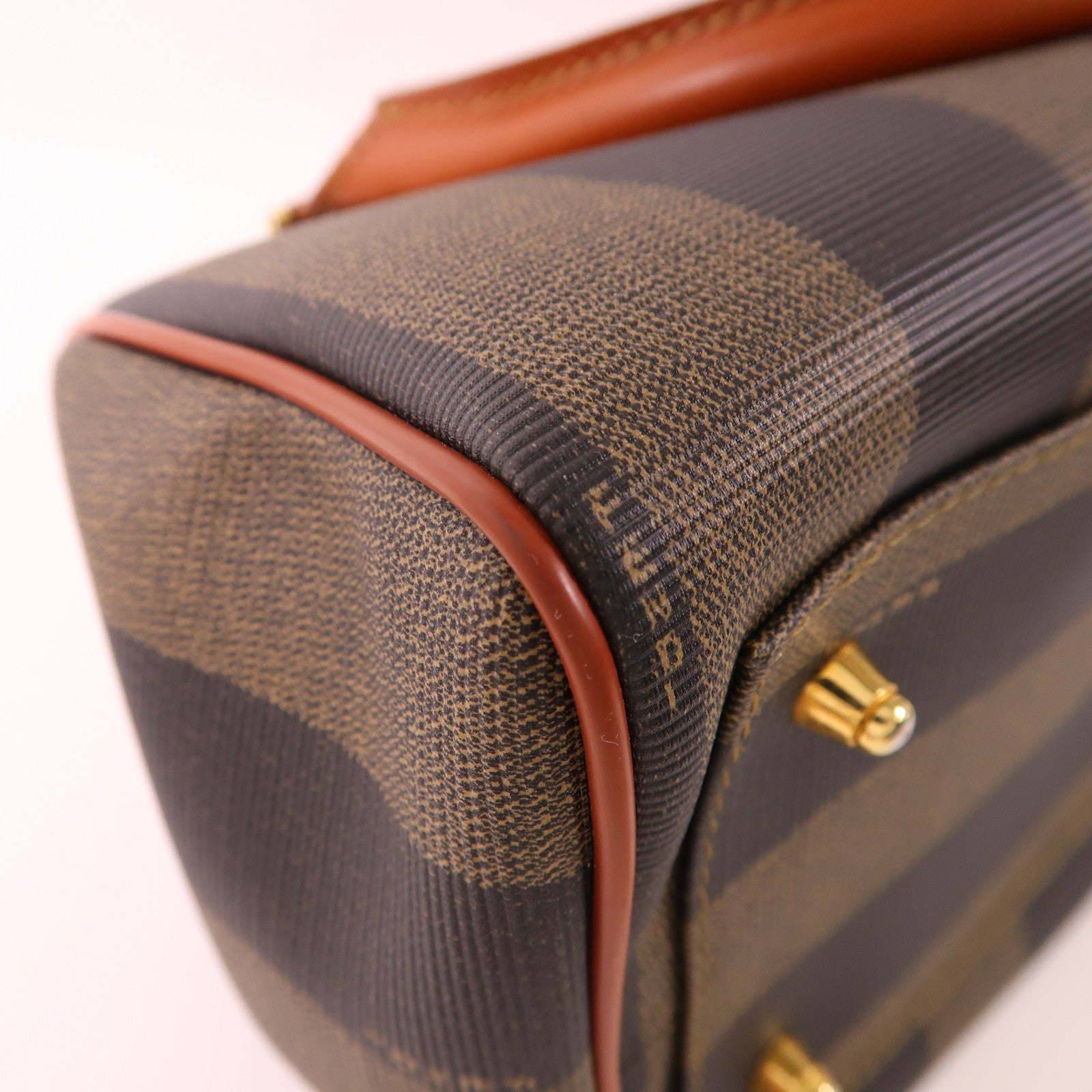 FENDI 塗層帆布Vintage Pequin Convertible Boston Bag金扣手挽肩背兩用袋