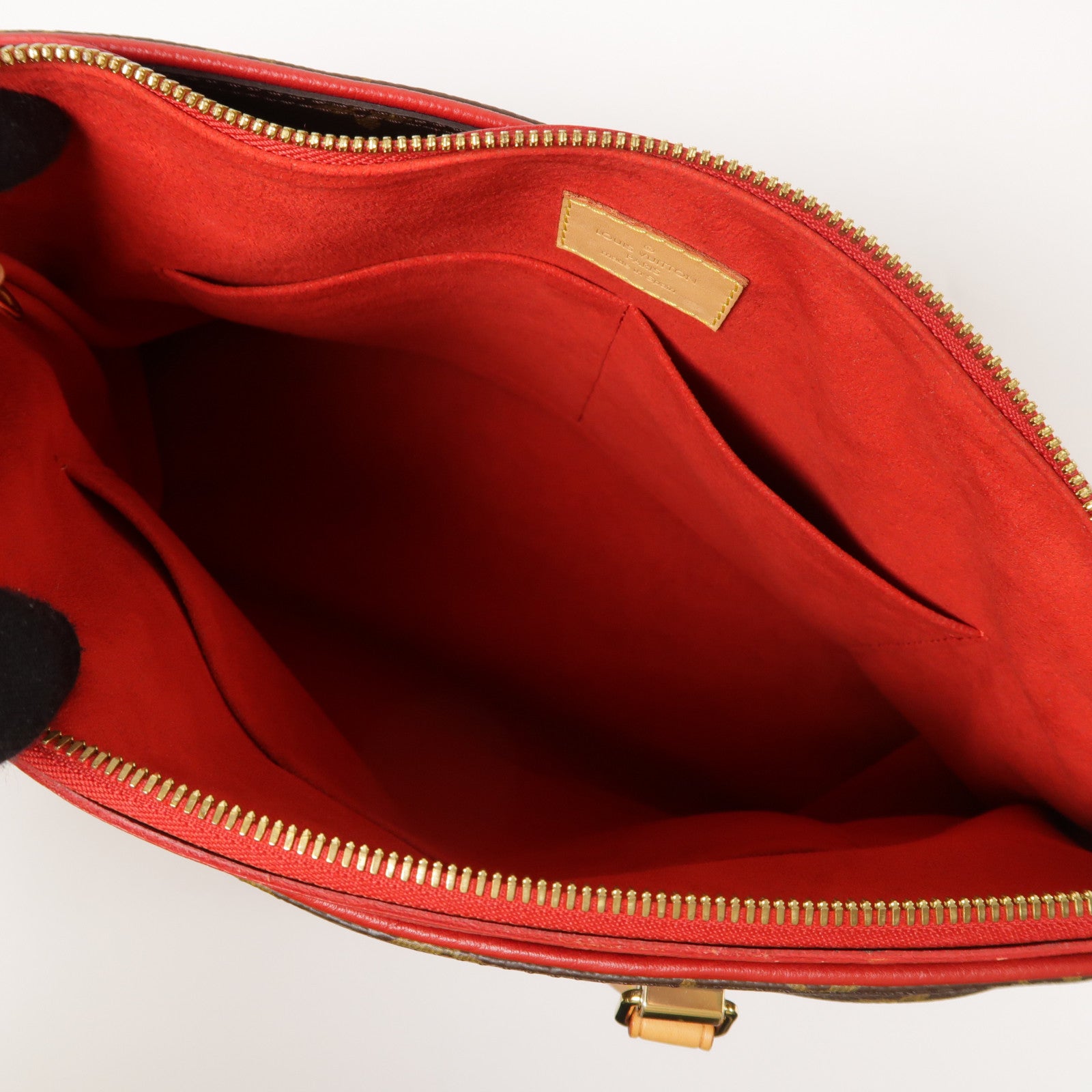 LOUIS VUITTON LV GHW Pallas 2 Way Shoulder Handbag M41175 Monogram Brown/Red