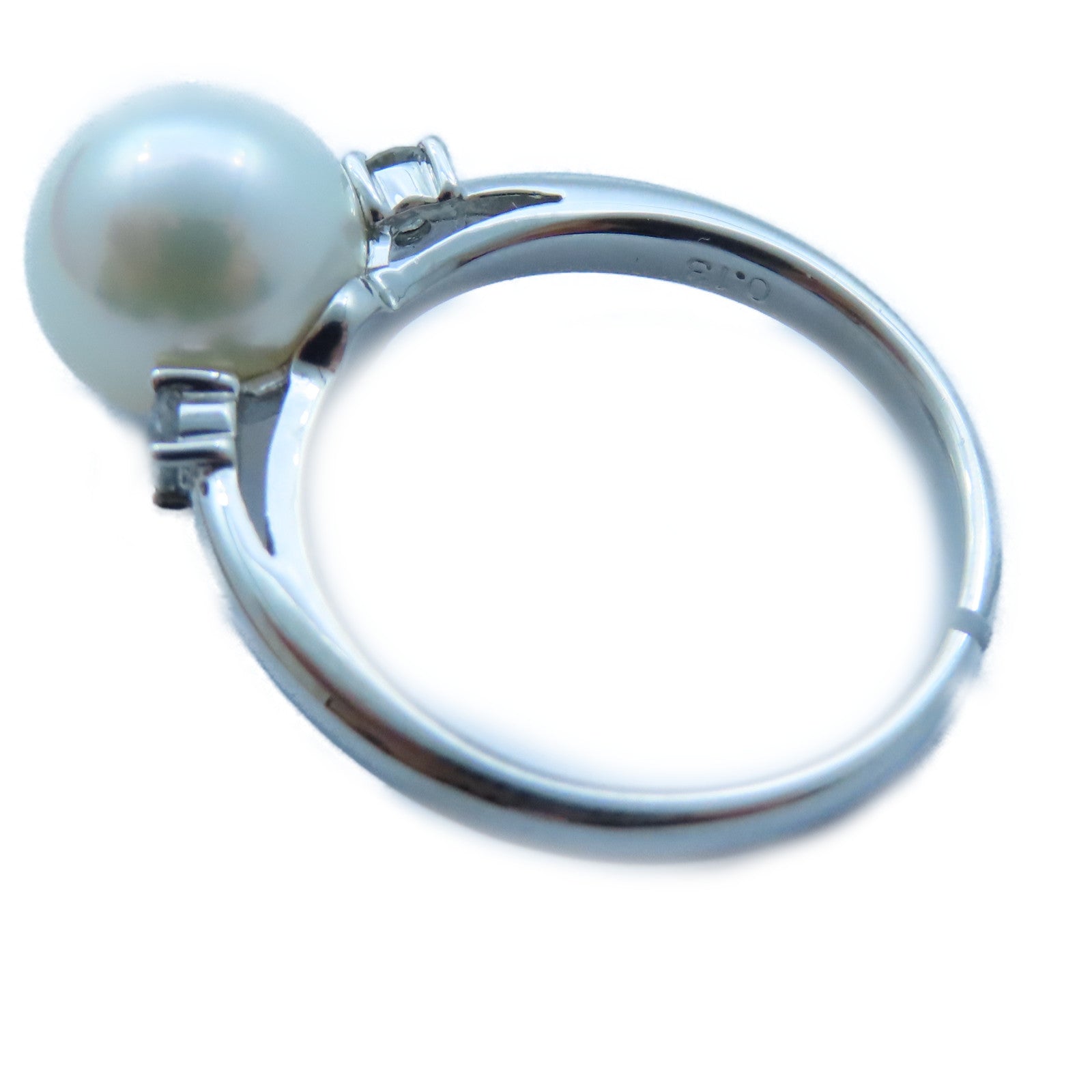 JEWELRY 【激減優惠】PT900白金Pearl/Diamond Ring 8.9mm珍珠/0.13ct鑽石戒指US#5.5