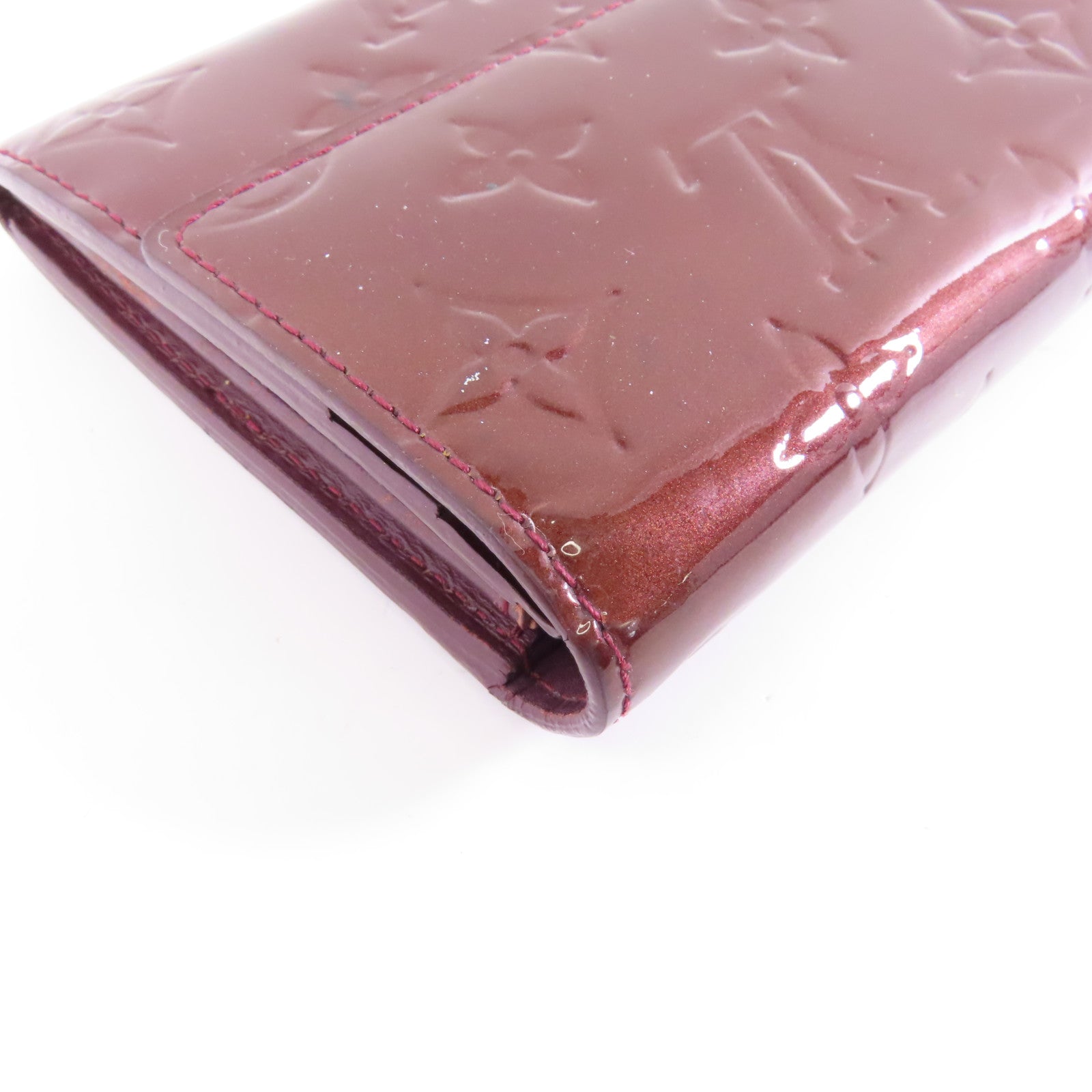 LOUIS VUITTON 【激減優惠】Vernis Portefeuille Sarah金扣長錢包酒紅色