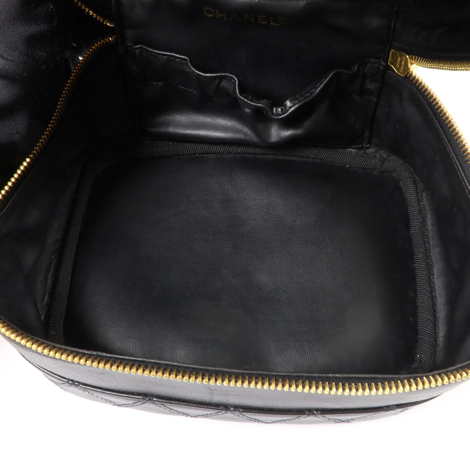 CHANEL 牛皮皮革Vintage Vanity Case金扣化妝袋