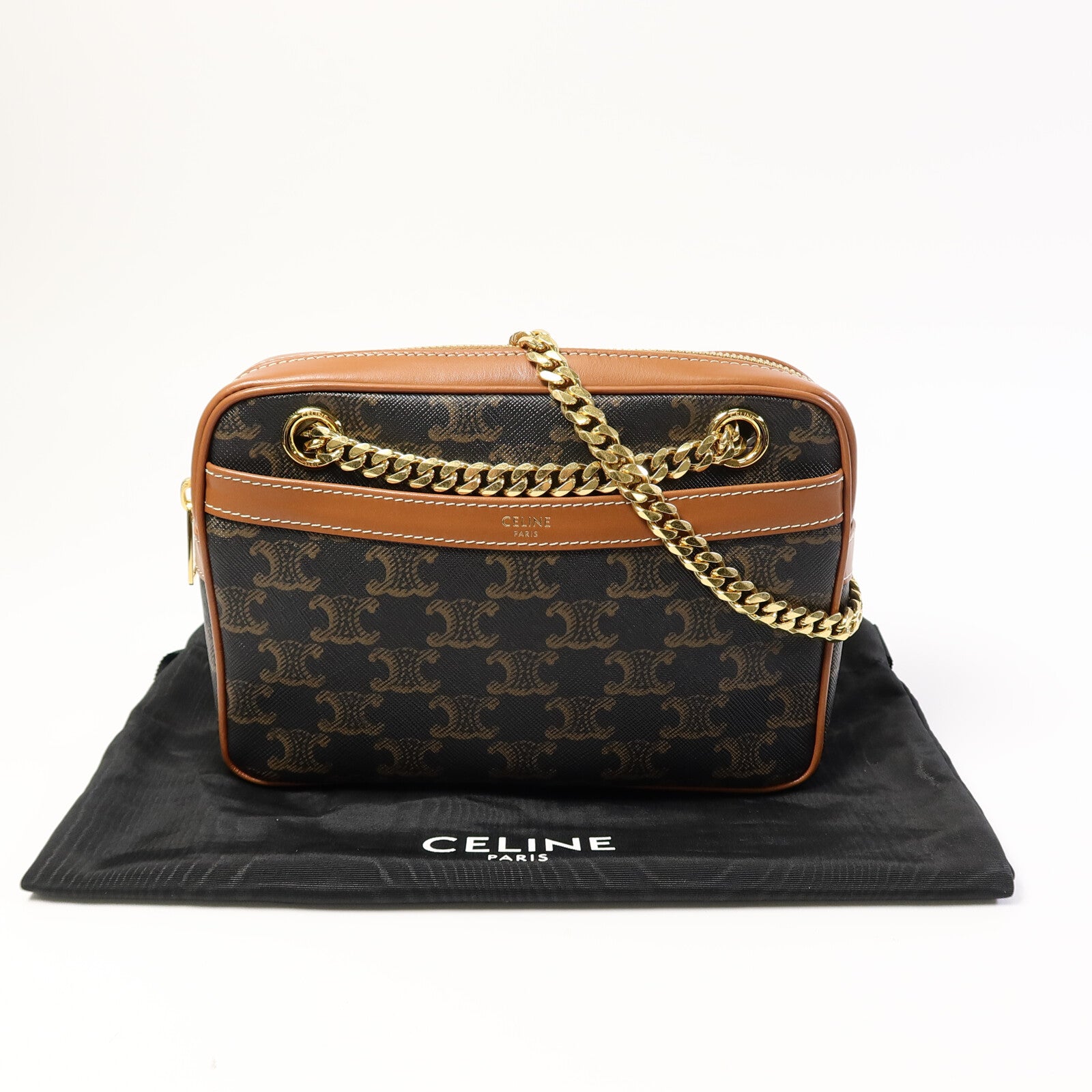 CELINE 塗層帆布Small Patapans鏈帶肩背袋