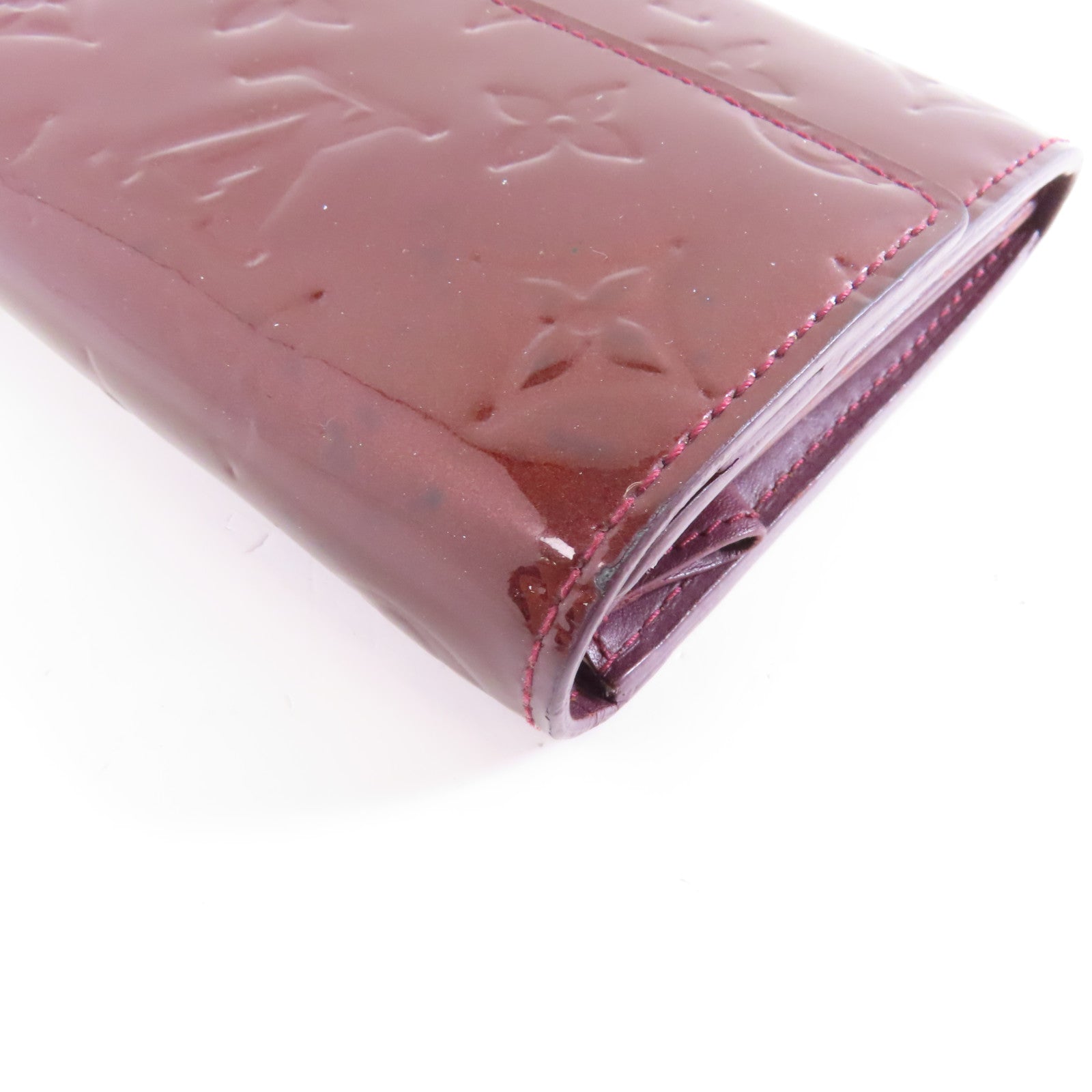 LOUIS VUITTON 【激減優惠】Vernis Portefeuille Sarah金扣長錢包酒紅色