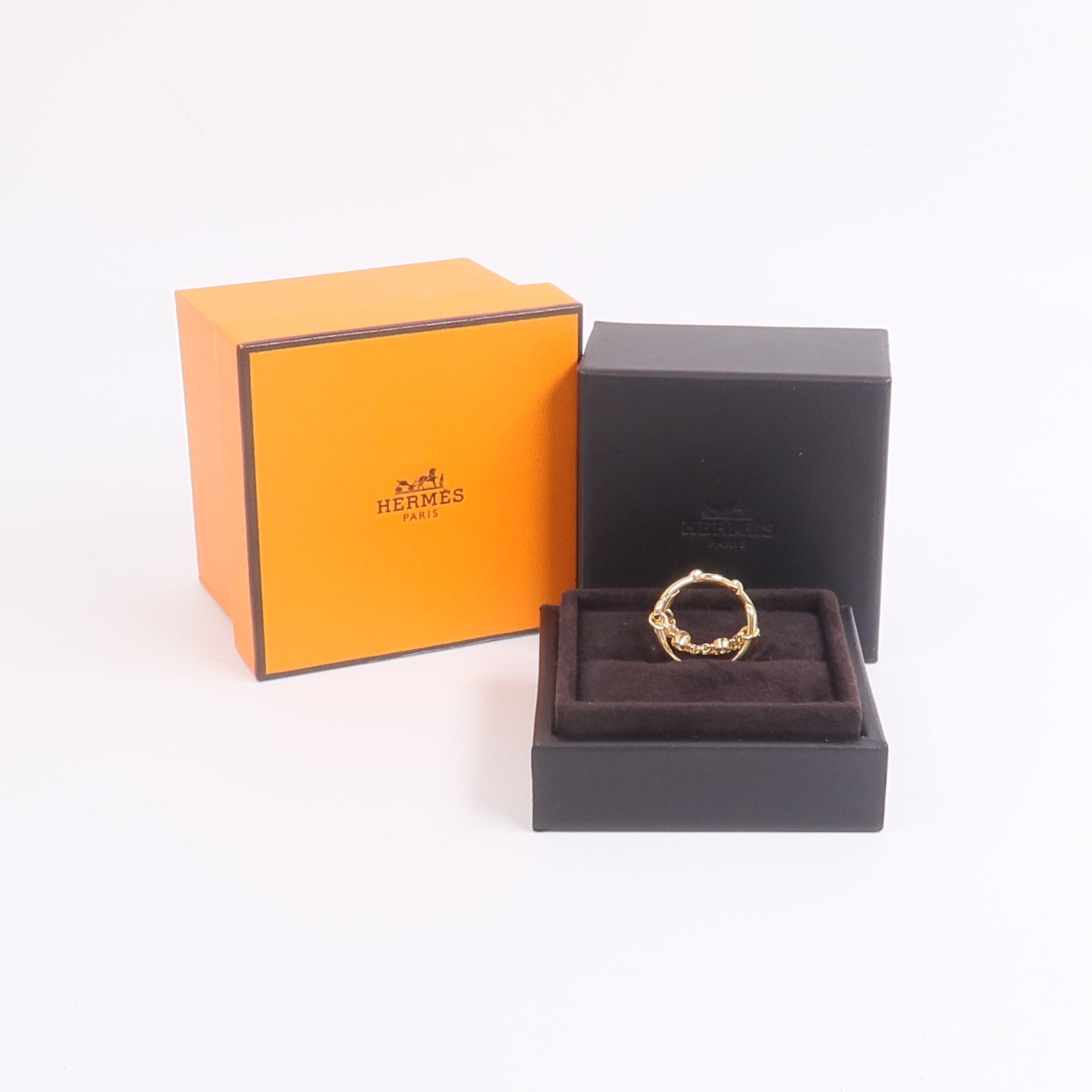 HERMES 18K玫瑰金Chaine D'ancre Chaos Ring鑽石戒指