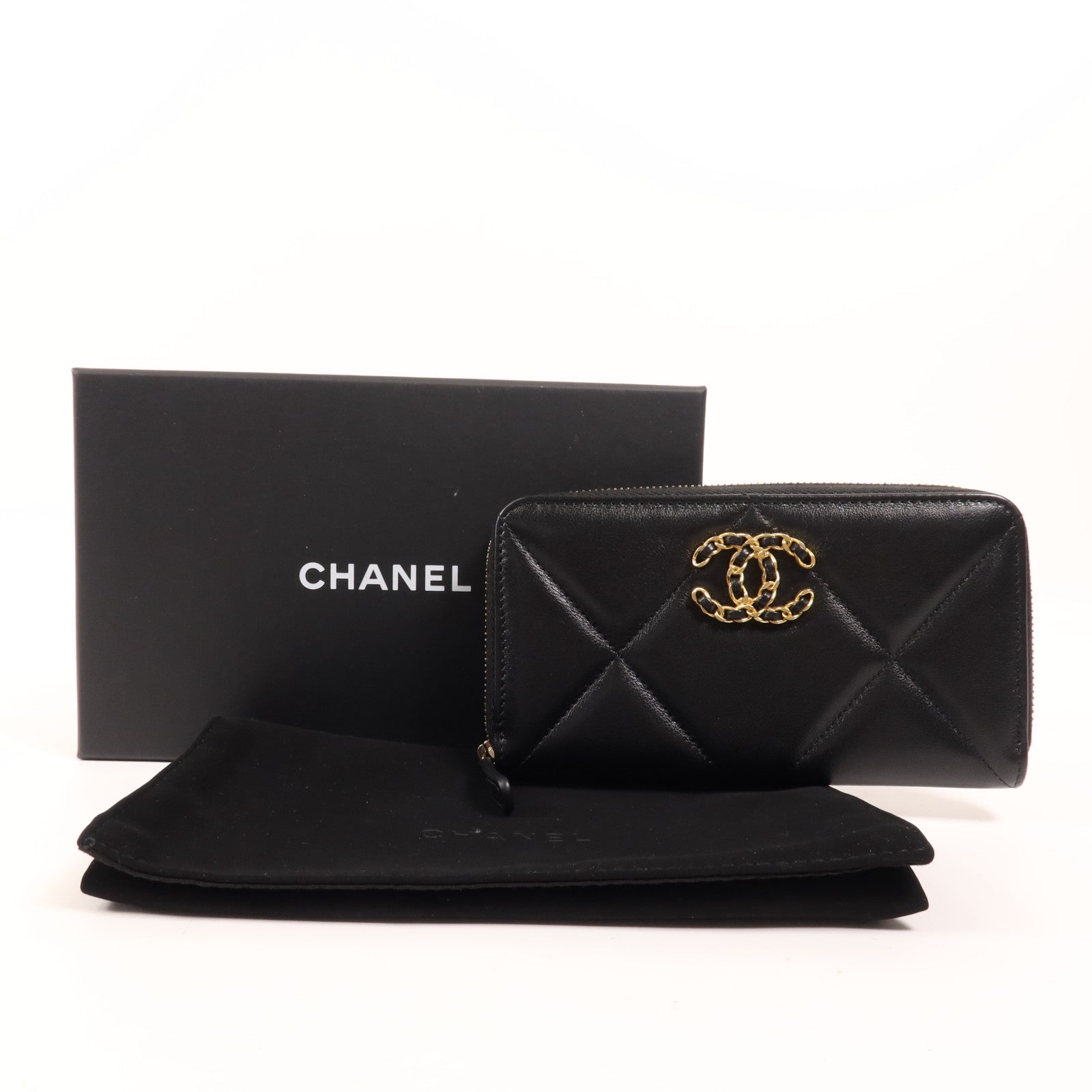 CHANEL 羊皮皮革Wallet金扣錢包