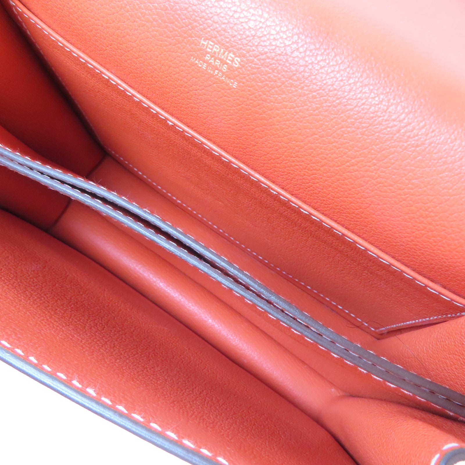 HERMES Evercolor皮革Roulis 23金扣肩背袋Capucine/橙色