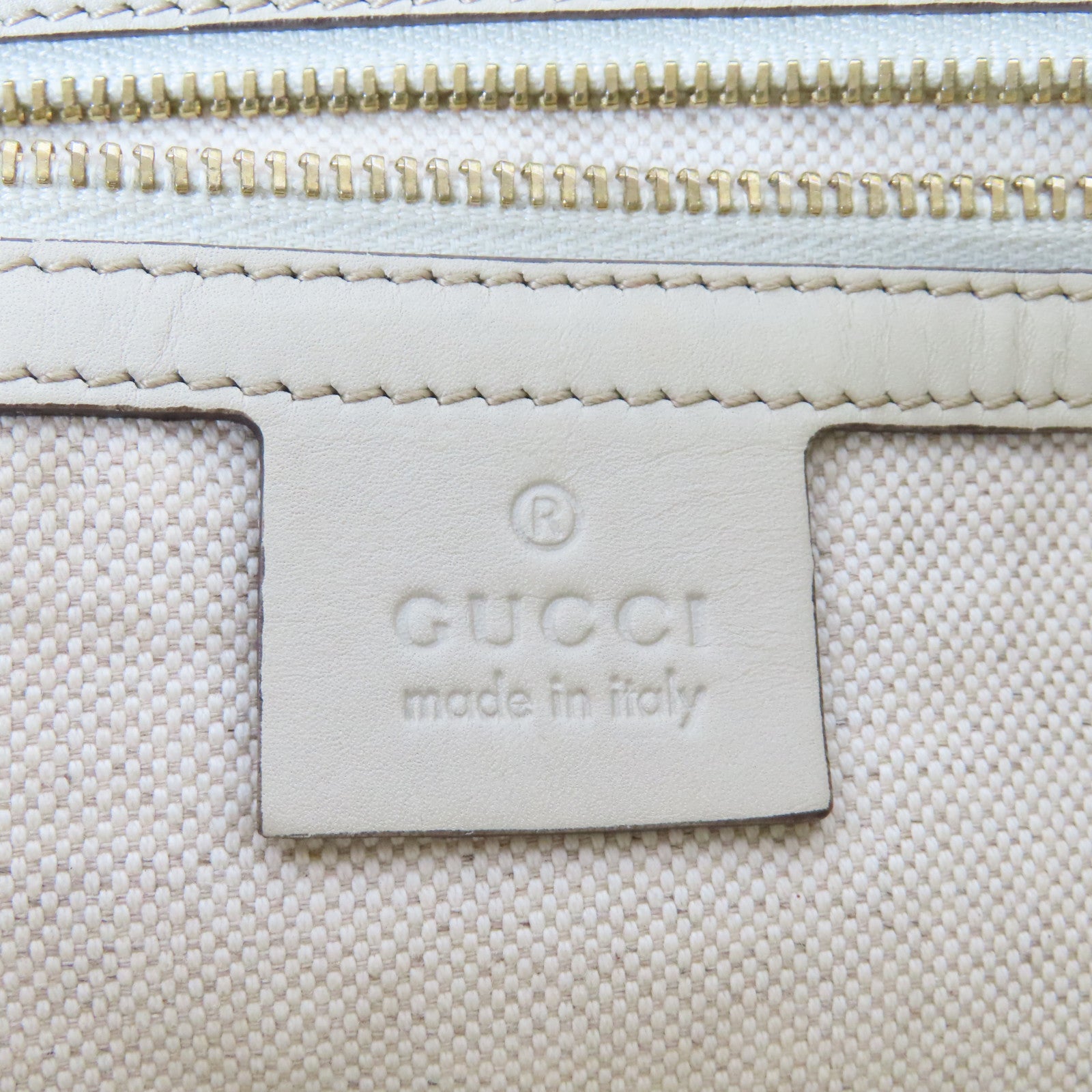 GUCCI 帆布Mayfair金扣手挽肩背兩用袋白色/啡色