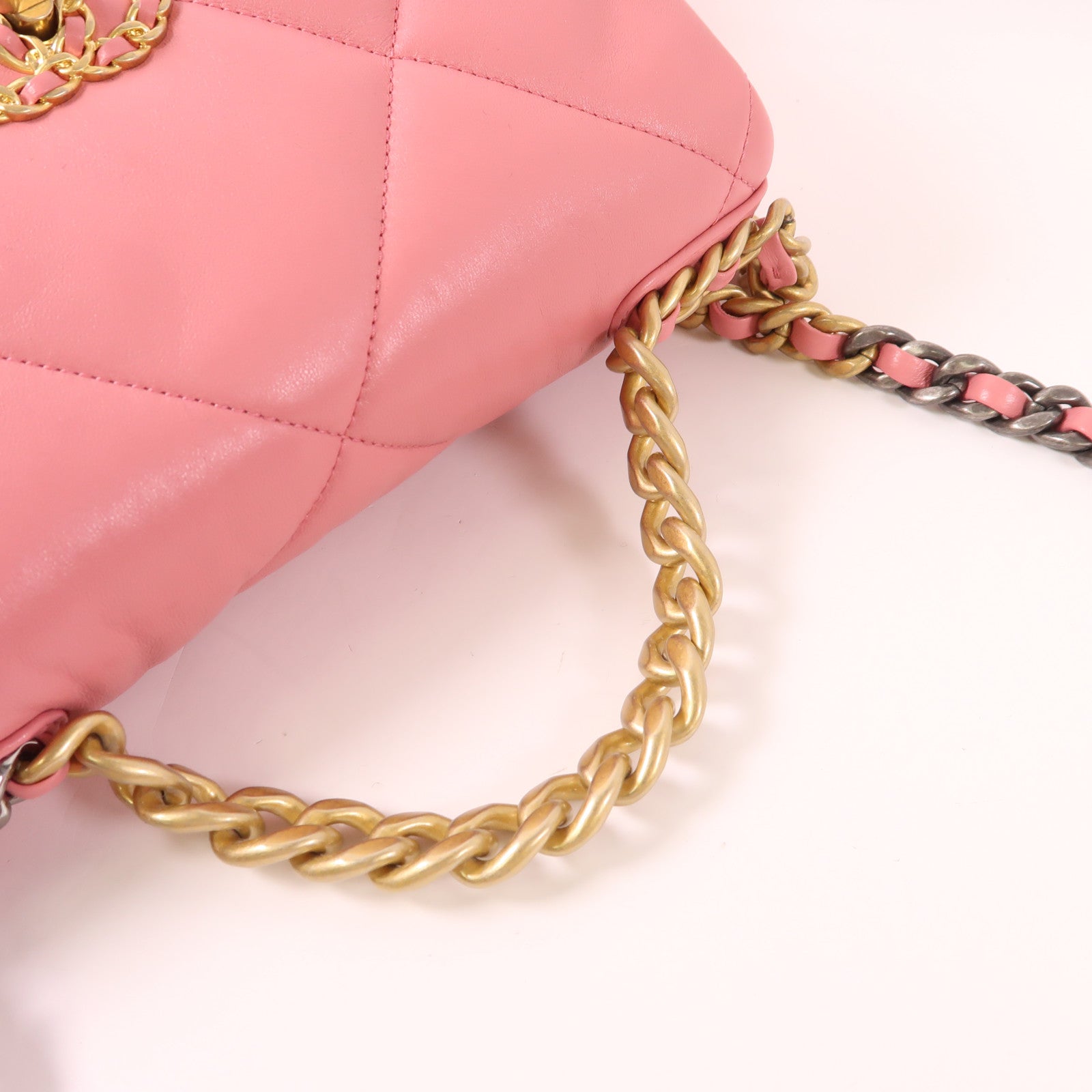 CHANEL CC C19 2 Way Chain Shoulder Bag AS1160 Lambskin Leather Pink