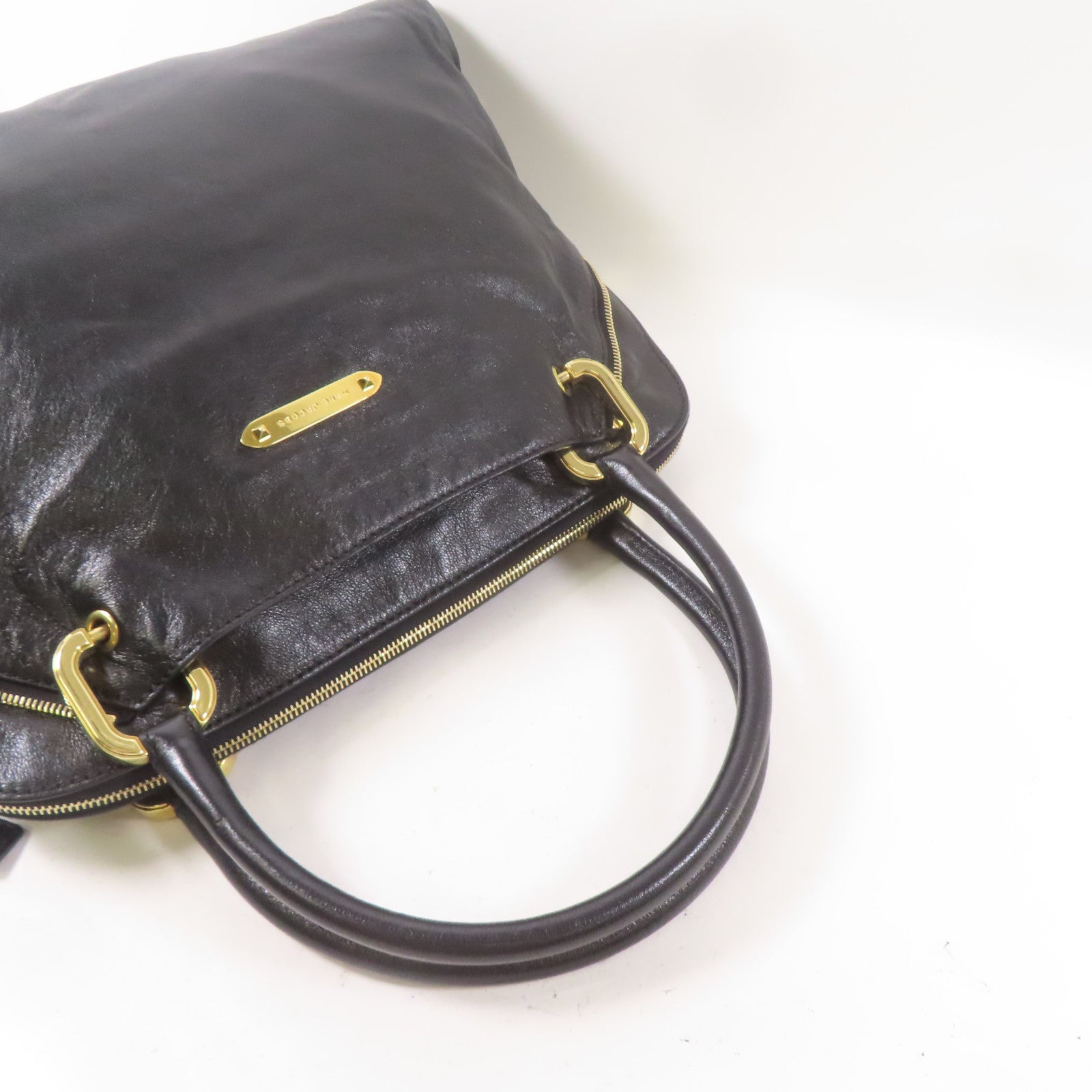 MARC JACOBS 牛皮皮革Handbag金扣手挽袋黑色