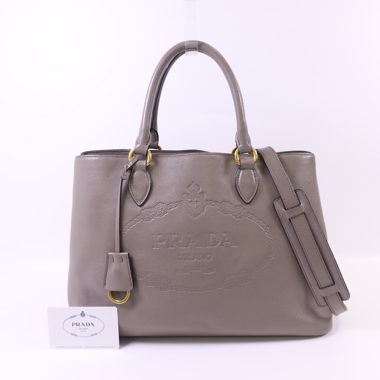 PRADA 牛皮皮革2 Way Shoulder Bag金扣手挽肩背兩用袋