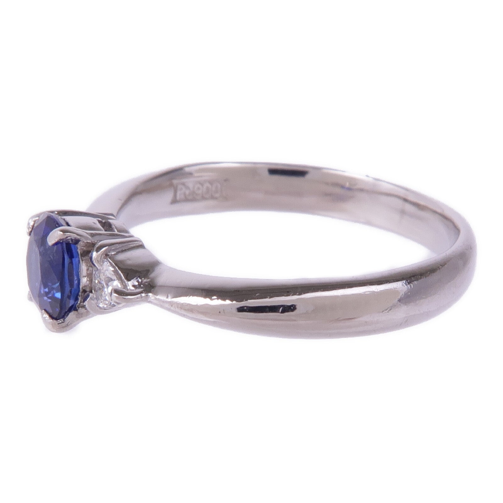 JEWELRY 【激減優惠】PT900鉑金Sapphire Diamond Ring藍寶石/鑽石戒指US#5.25