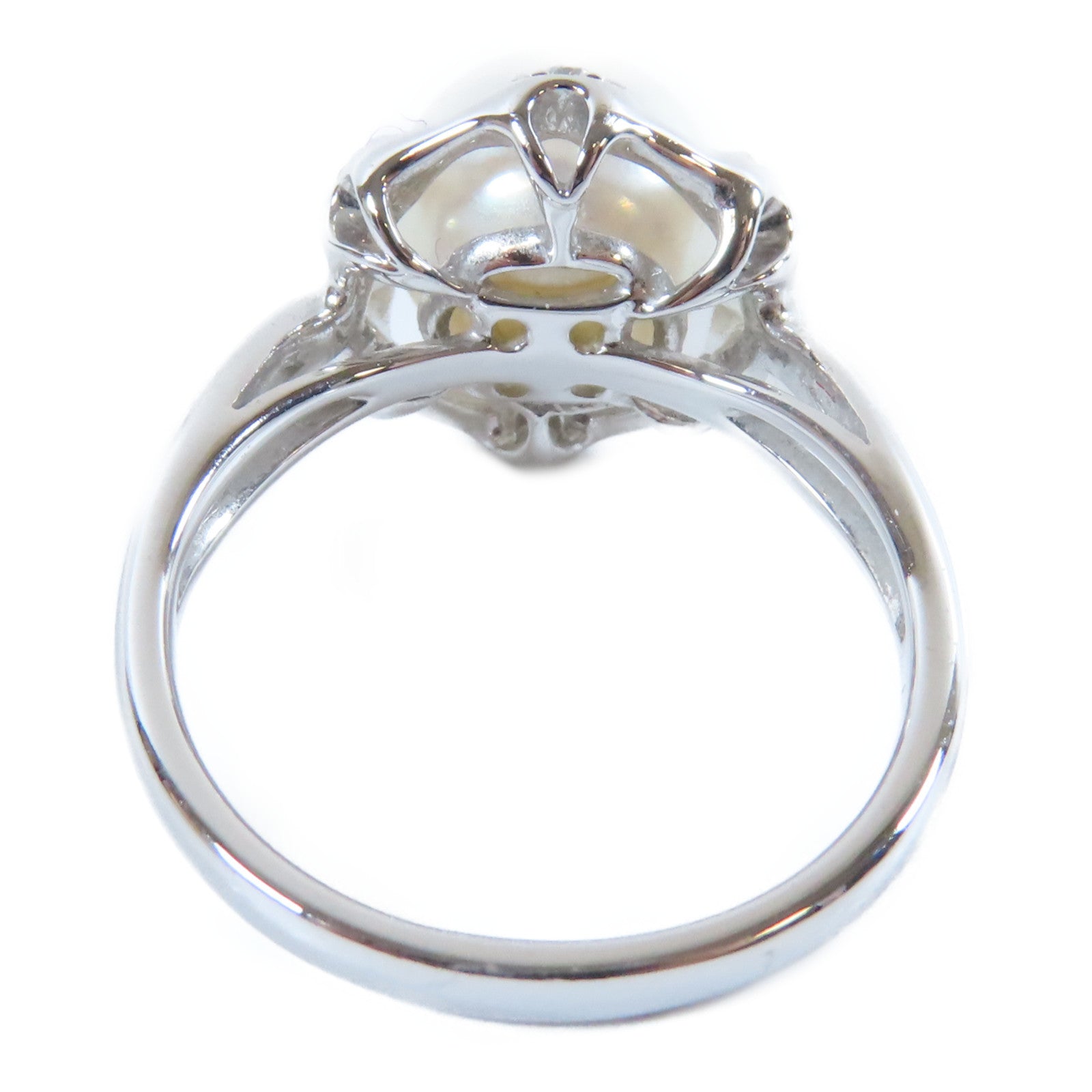 JEWELRY 【激減優惠】18K白金Pearl Ring 0.070ct鑽石戒指US#6