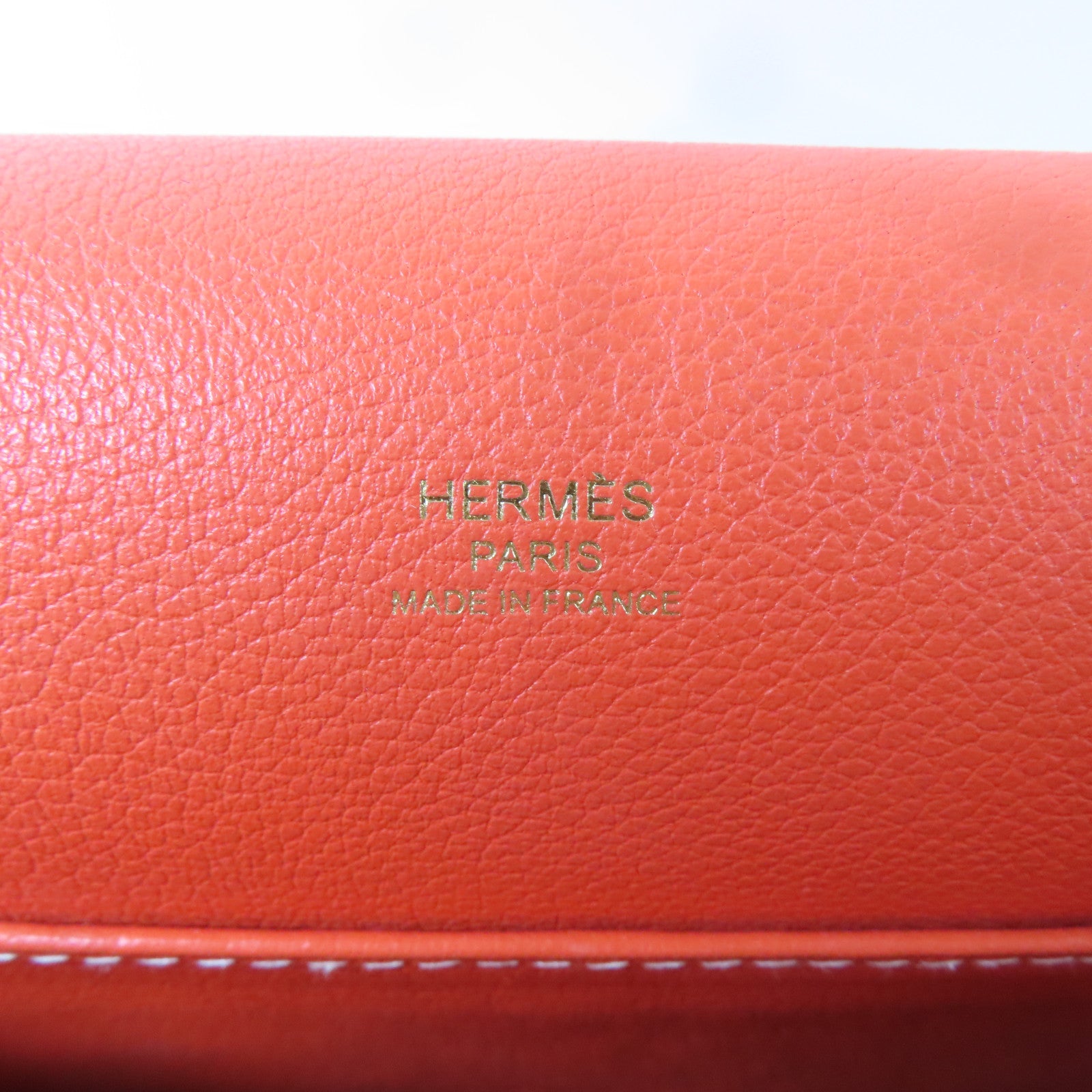 HERMES Evercolor皮革Roulis 23金扣肩背袋Capucine/橙色
