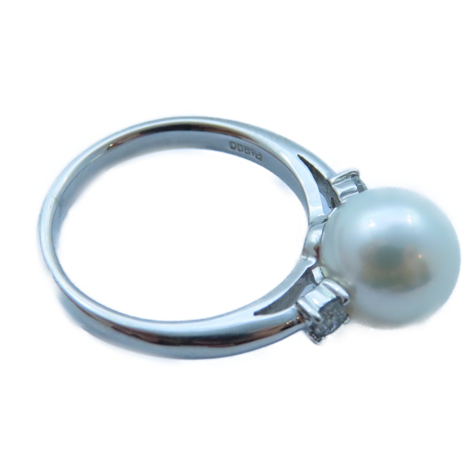 JEWELRY 【激減優惠】PT900白金Pearl/Diamond Ring 8.9mm珍珠/0.13ct鑽石戒指US#5.5