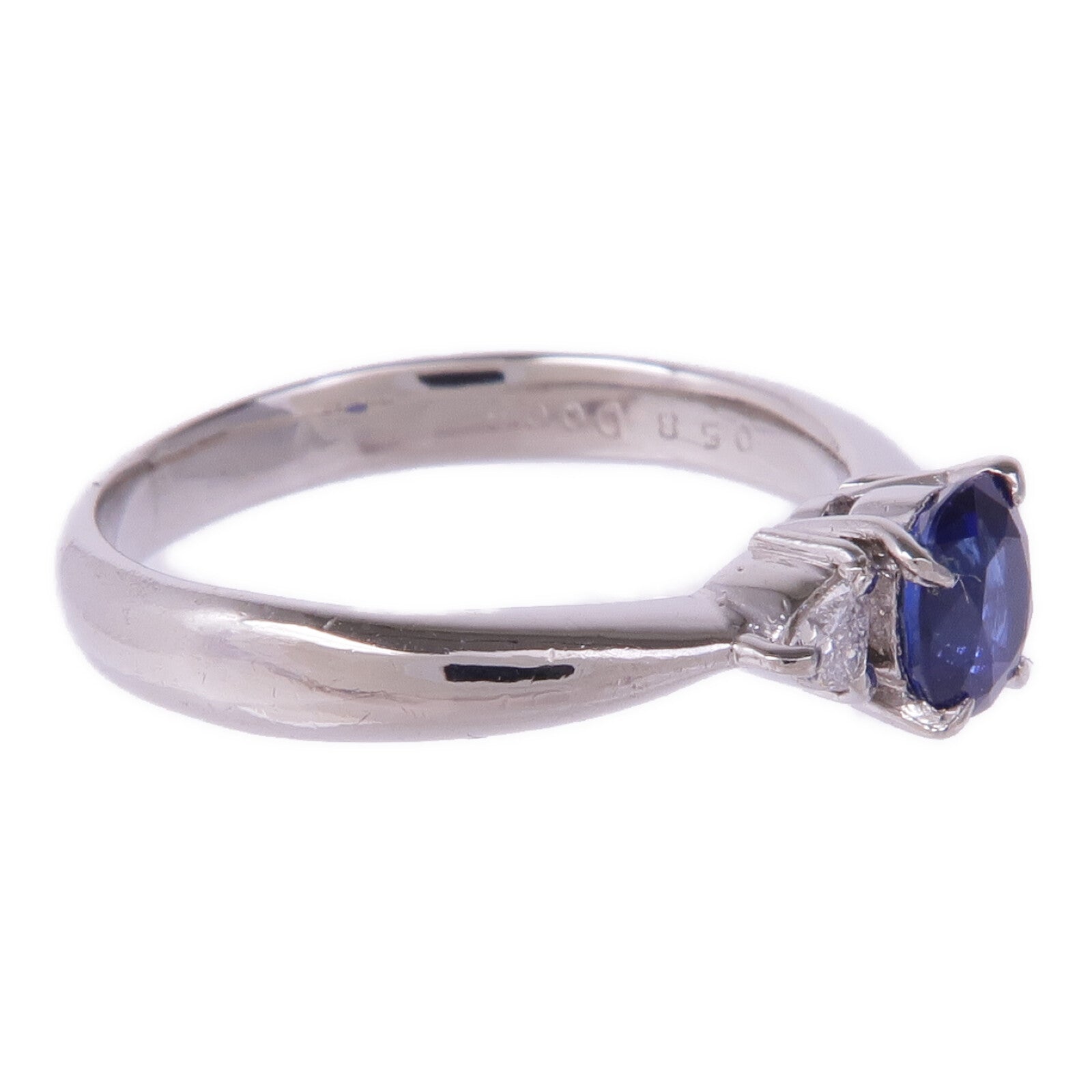 JEWELRY 【激減優惠】PT900鉑金Sapphire Diamond Ring藍寶石/鑽石戒指US#5.25