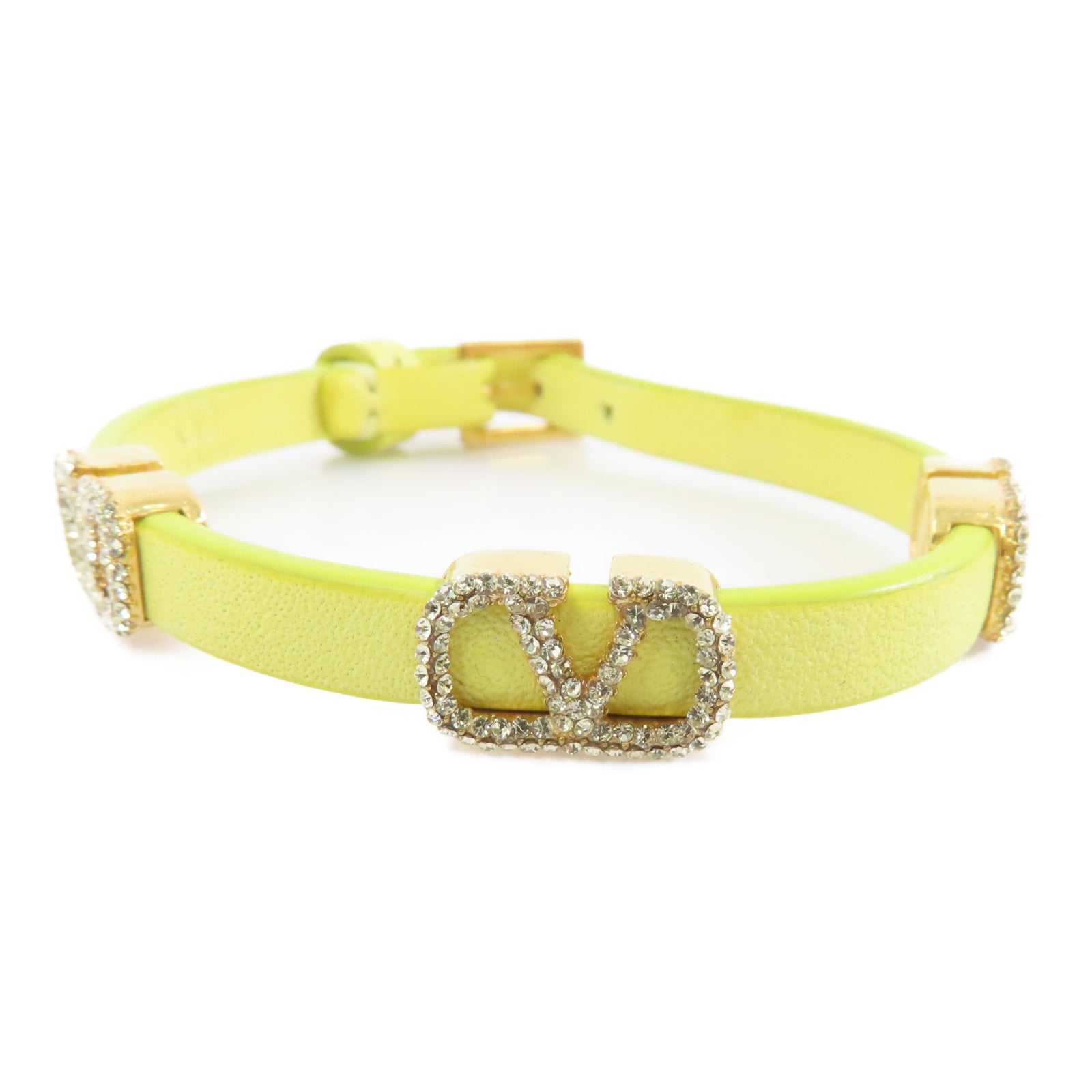 Valentino 牛皮皮革/金屬Bracelet手鏈黃色/金色