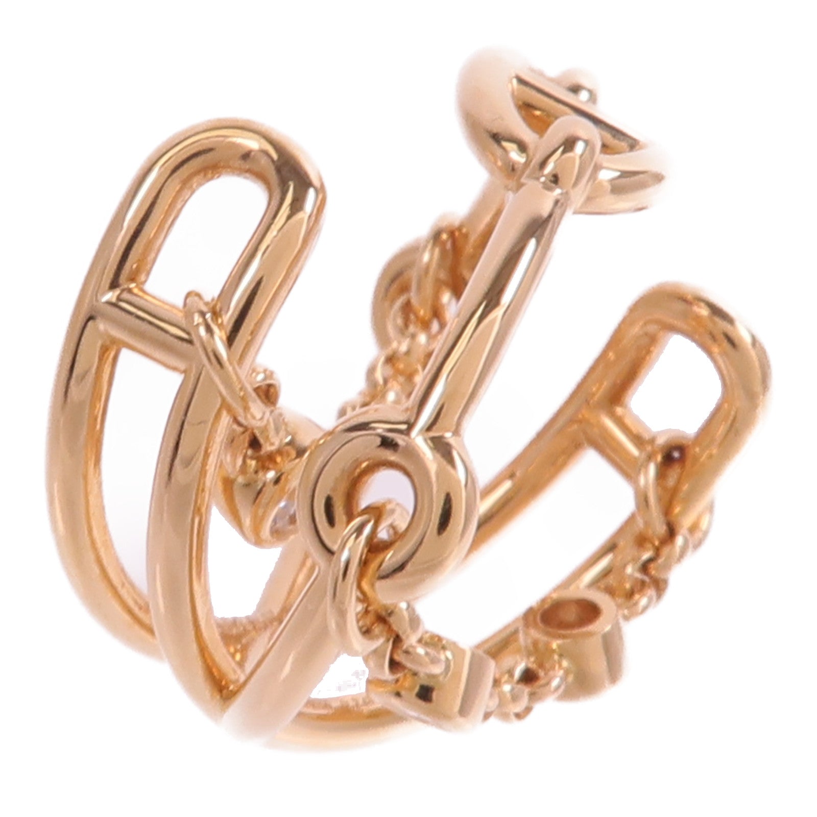 HERMES 18K玫瑰金Chaine D'ancre Chaos Ring鑽石戒指