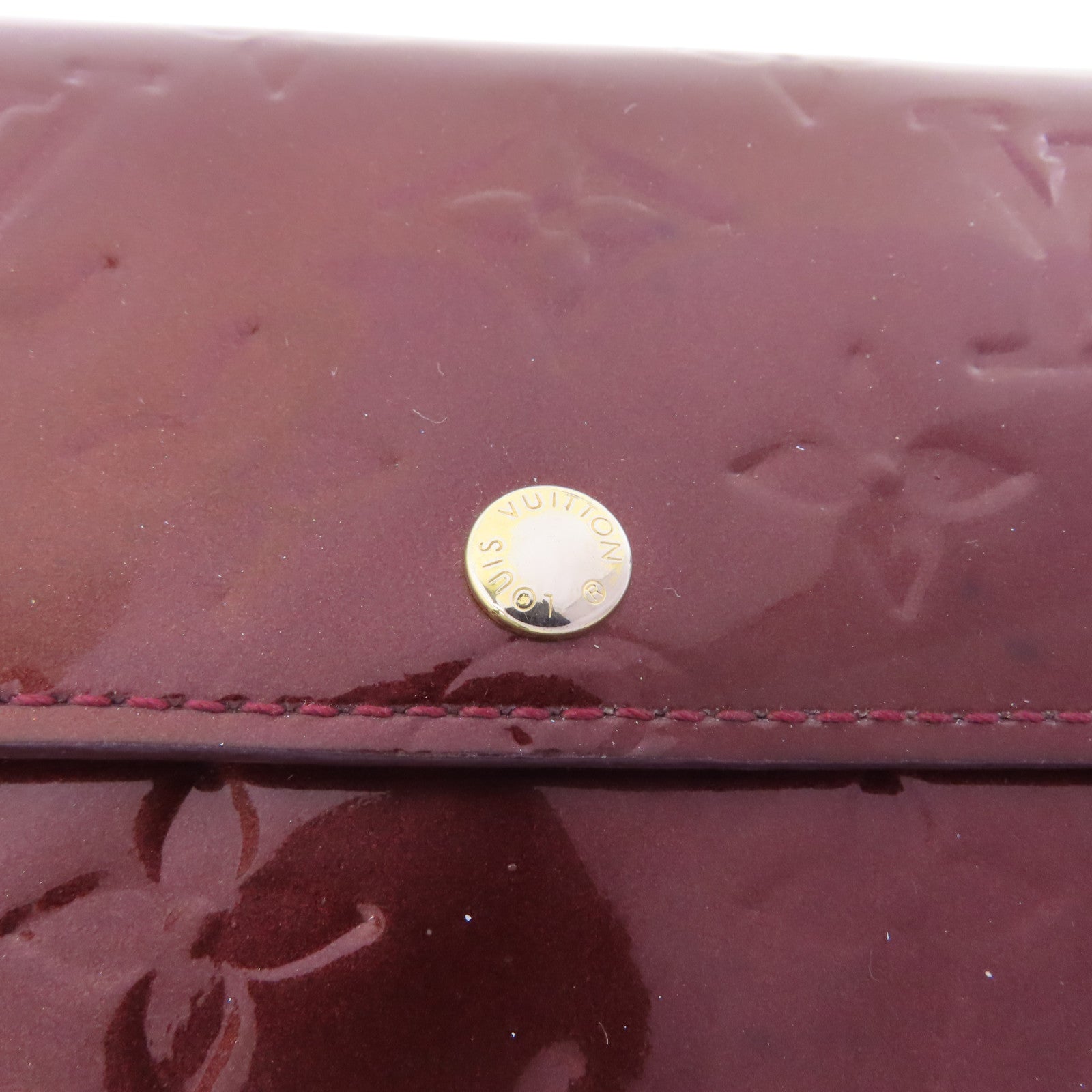 LOUIS VUITTON 【激減優惠】Vernis Portefeuille Sarah金扣長錢包酒紅色