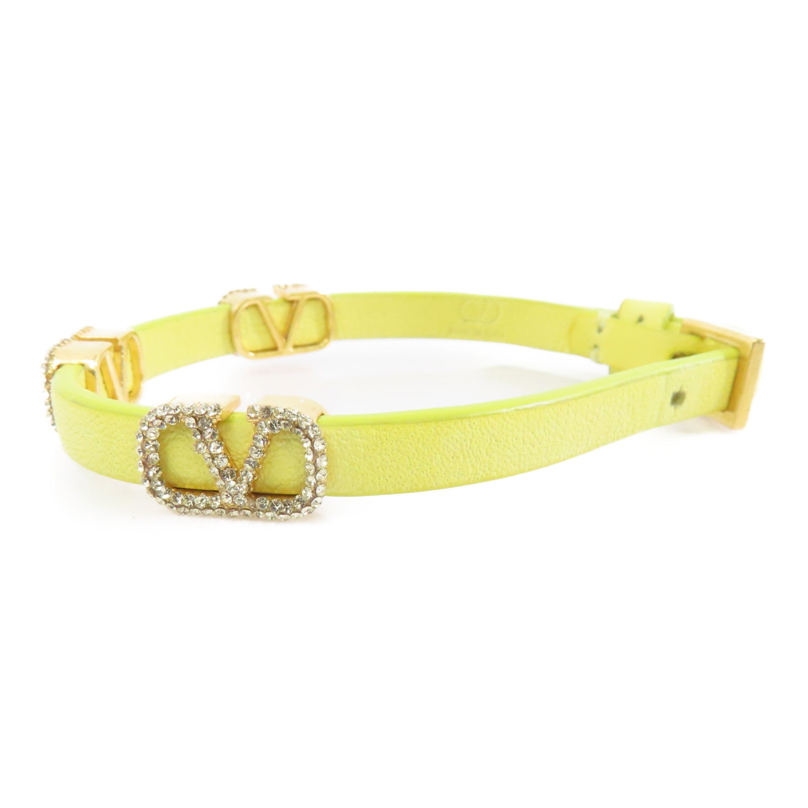 Valentino 牛皮皮革/金屬Bracelet手鏈黃色/金色
