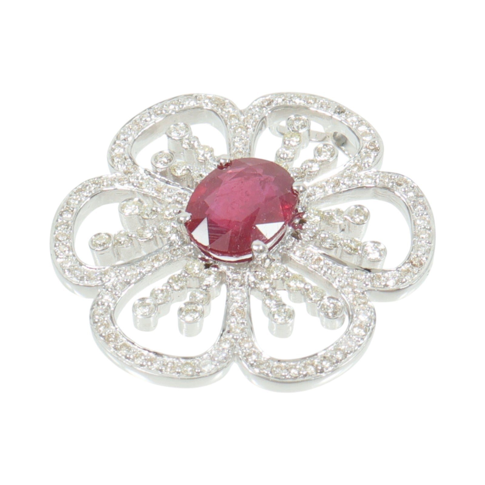 JEWELRY 18K白金Ruby Diamond Pendant紅寶石/鑽石吊墜