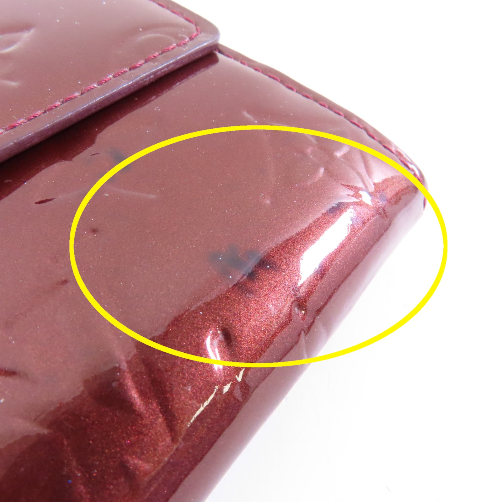 LOUIS VUITTON 【激減優惠】Vernis Portefeuille Sarah金扣長錢包酒紅色
