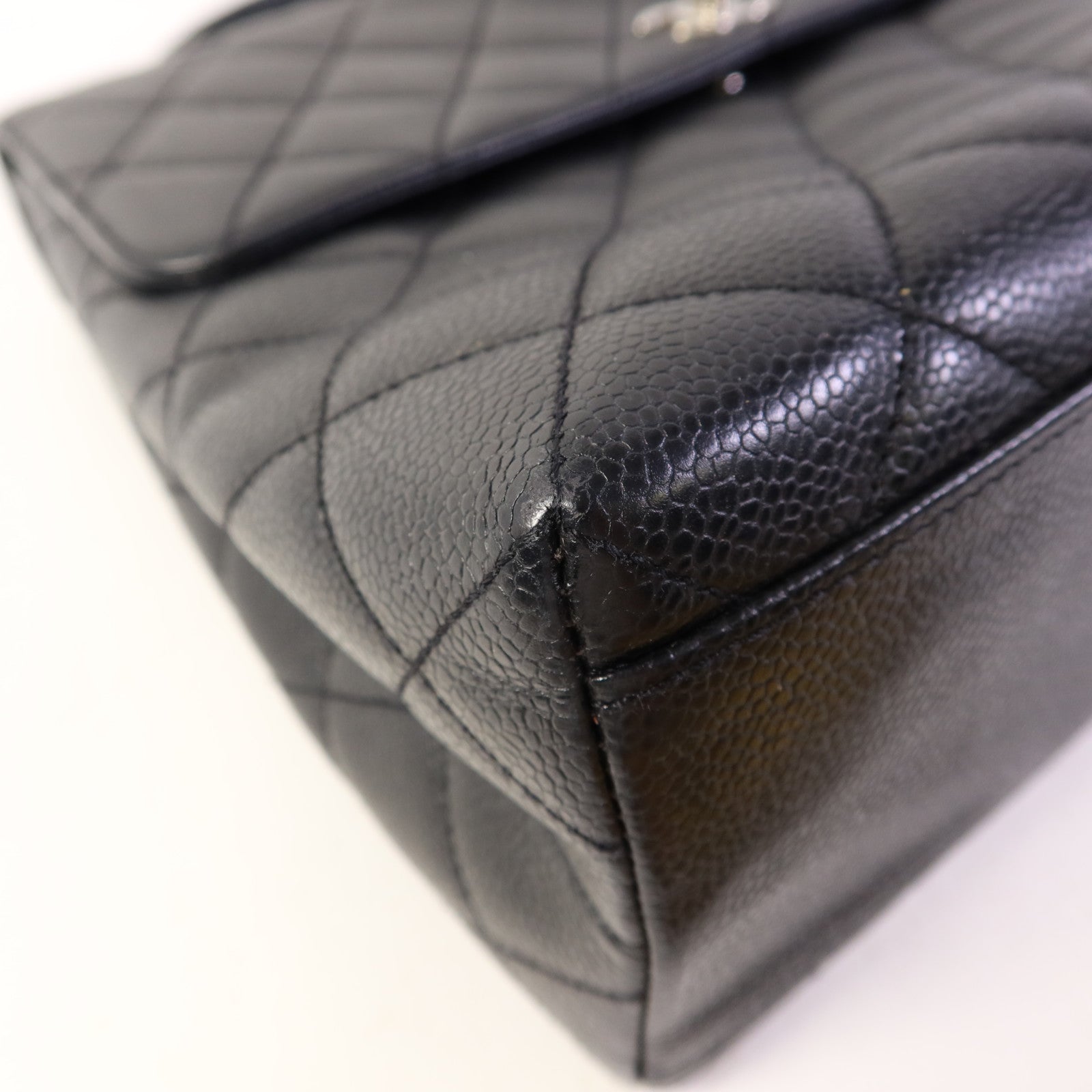 CHANEL 牛皮皮革Matelasse Bag銀扣手挽袋