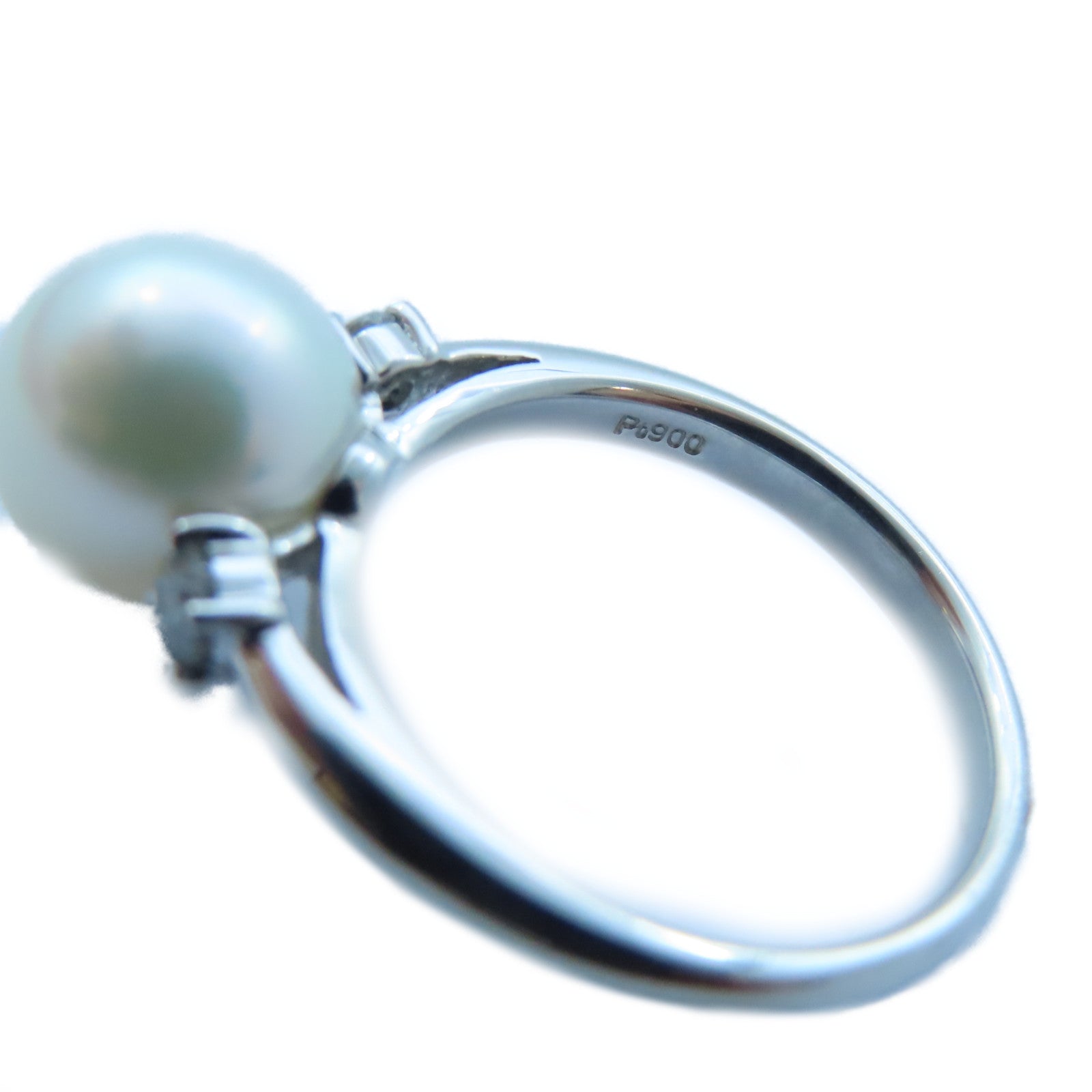 JEWELRY 【激減優惠】PT900白金Pearl/Diamond Ring 8.9mm珍珠/0.13ct鑽石戒指US#5.5