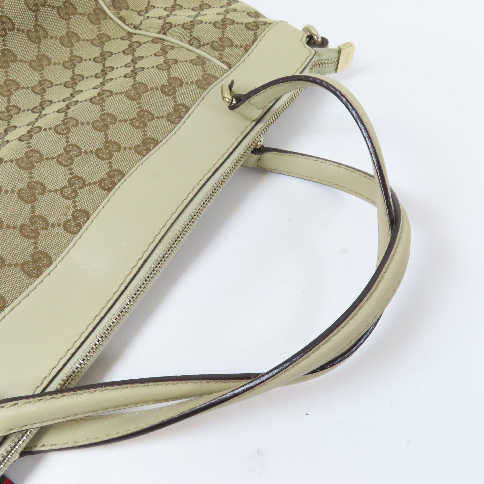 GUCCI 帆布Mayfair金扣手挽肩背兩用袋白色/啡色