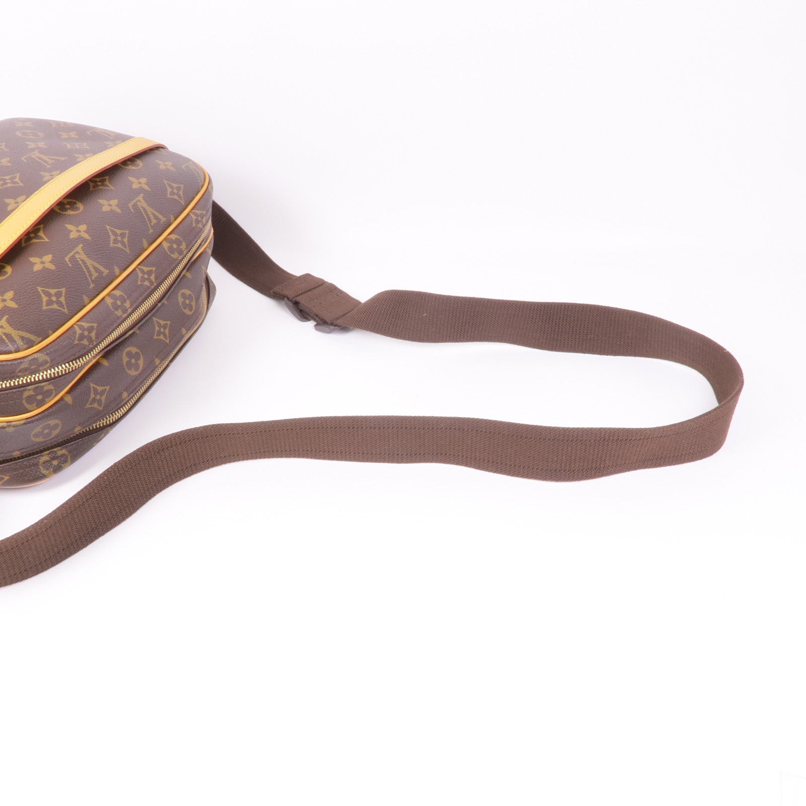 LOUIS VUITTON Monogram Reporter PM金扣肩背袋棕色