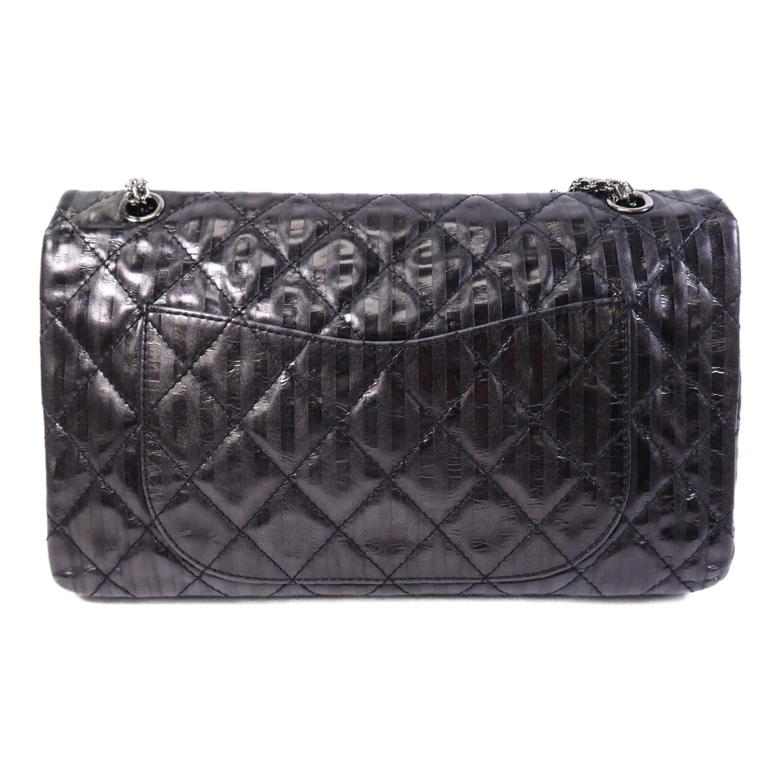 CHANEL 牛皮皮革2.55 Large銀扣鏈帶肩背袋