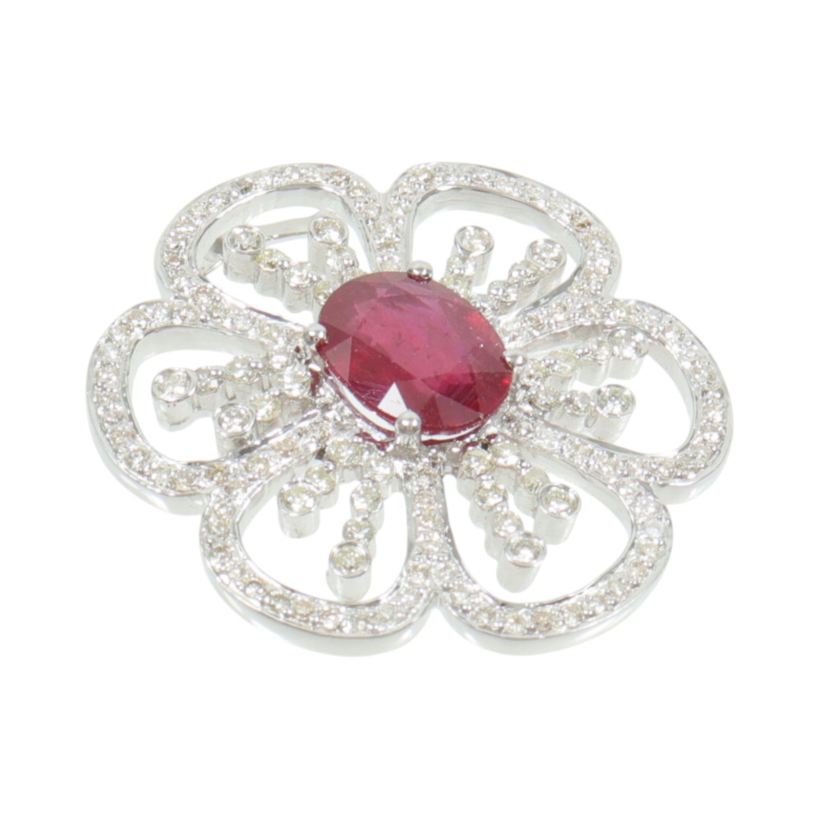 JEWELRY 18K白金Ruby Diamond Pendant紅寶石/鑽石吊墜