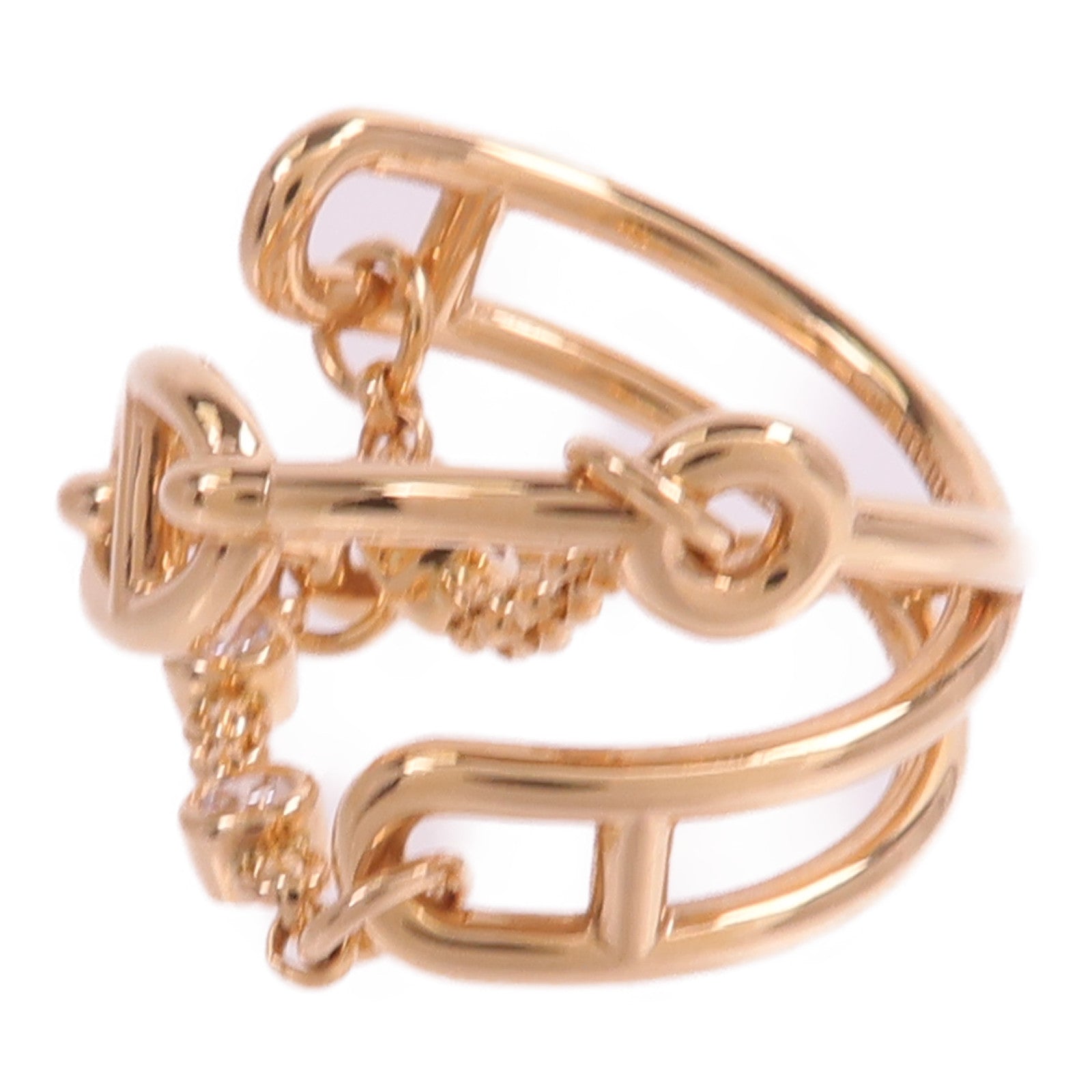 HERMES 18K玫瑰金Chaine D'ancre Chaos Ring鑽石戒指