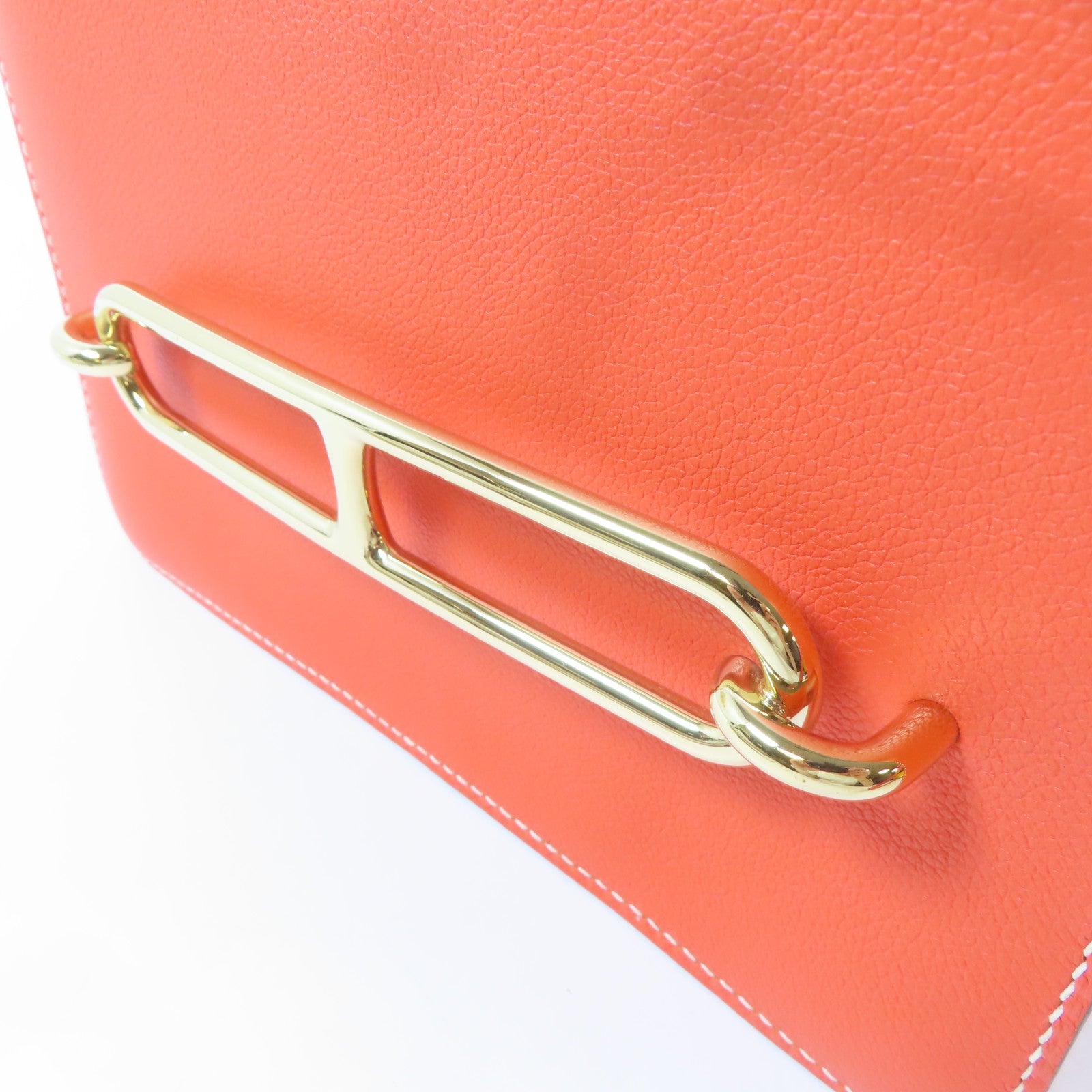HERMES Evercolor皮革Roulis 23金扣肩背袋Capucine/橙色