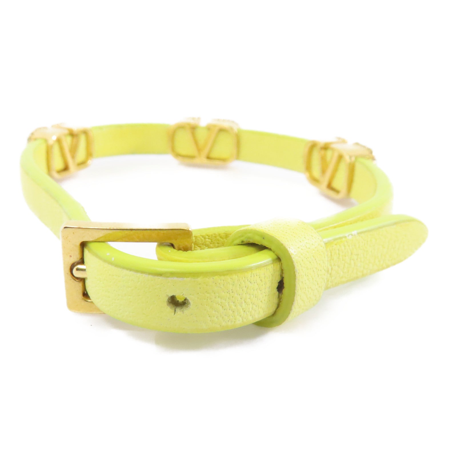 Valentino 牛皮皮革/金屬Bracelet手鏈黃色/金色