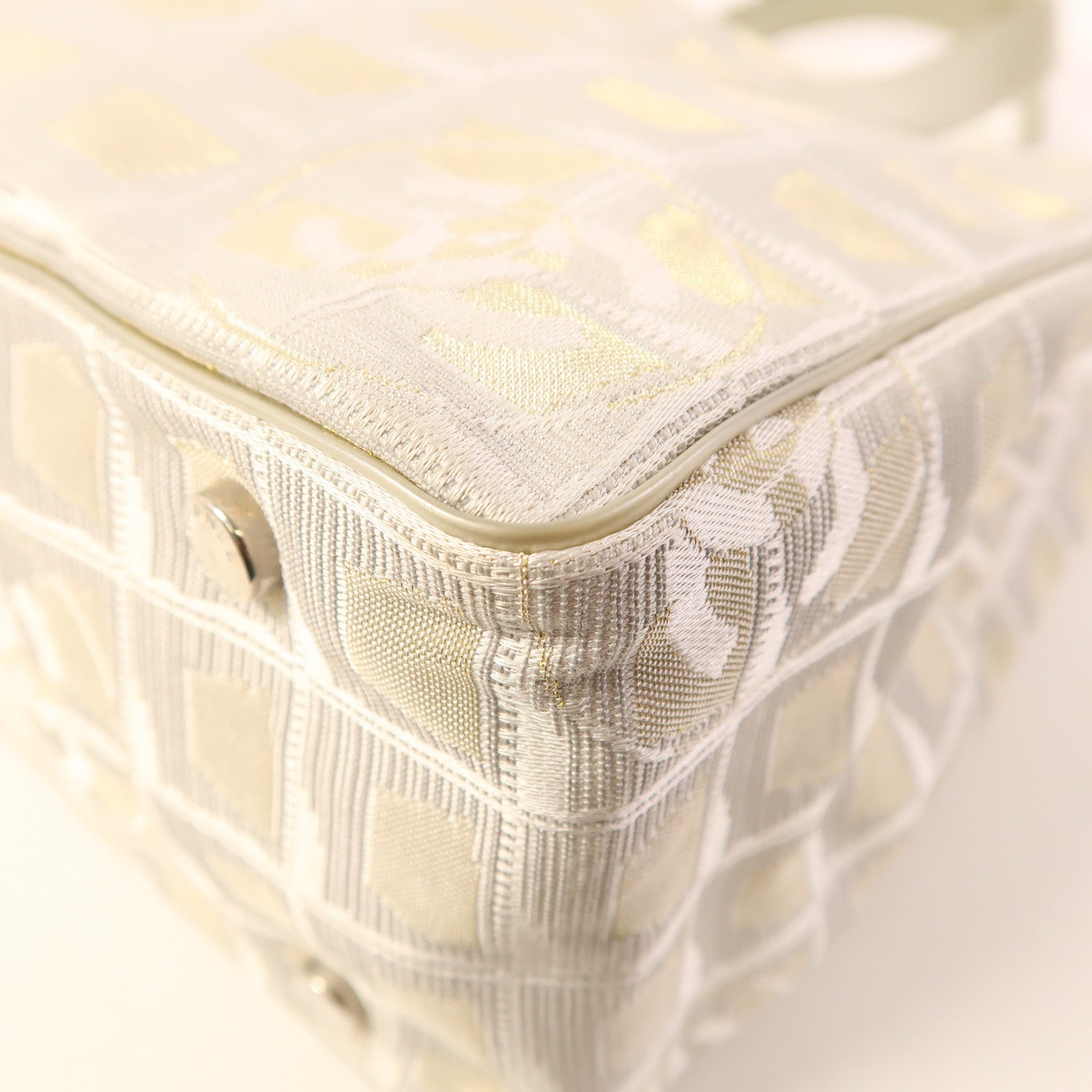 CHANEL 帆布Tote Bag銀扣肩背袋