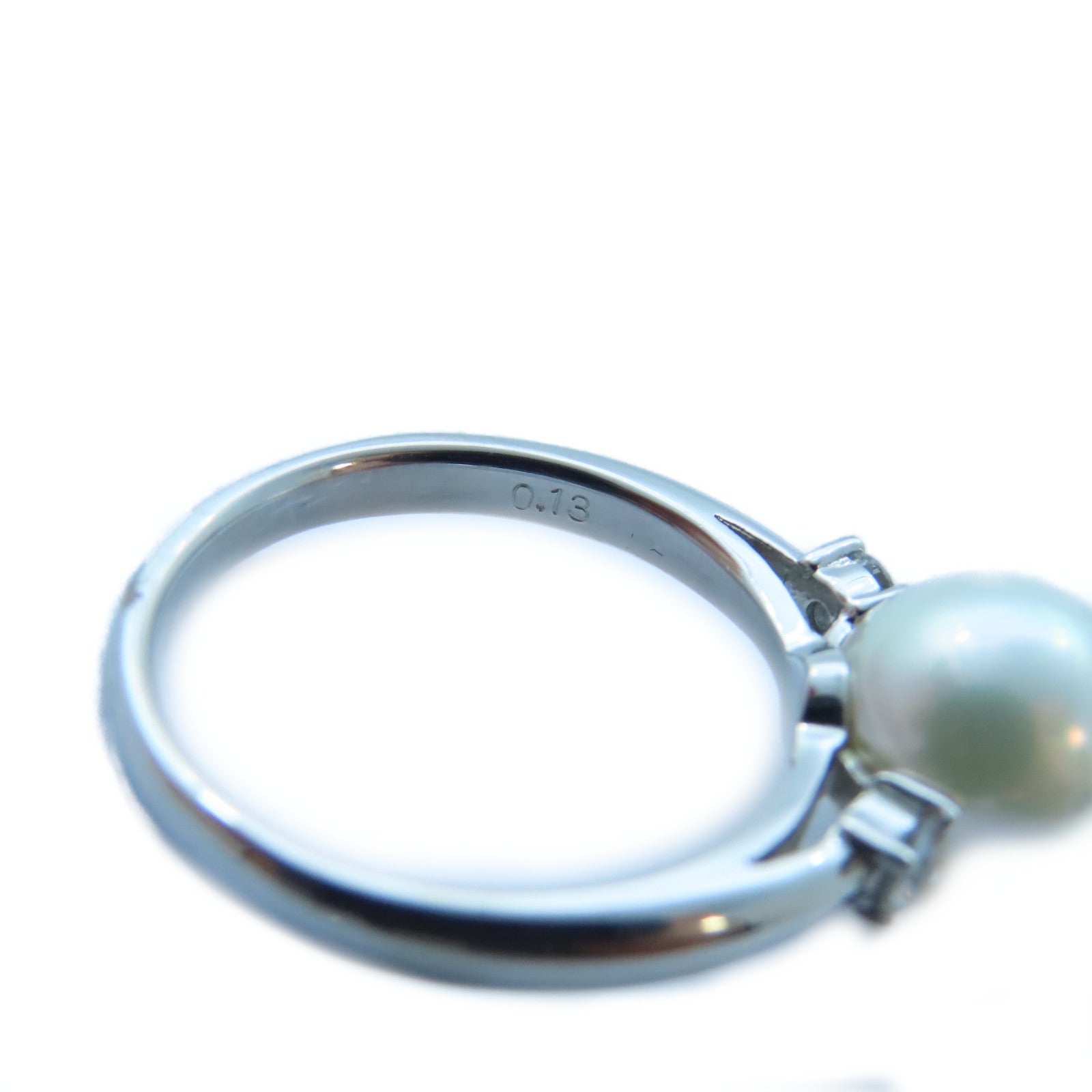 JEWELRY 【激減優惠】PT900白金Pearl/Diamond Ring 8.9mm珍珠/0.13ct鑽石戒指US#5.5