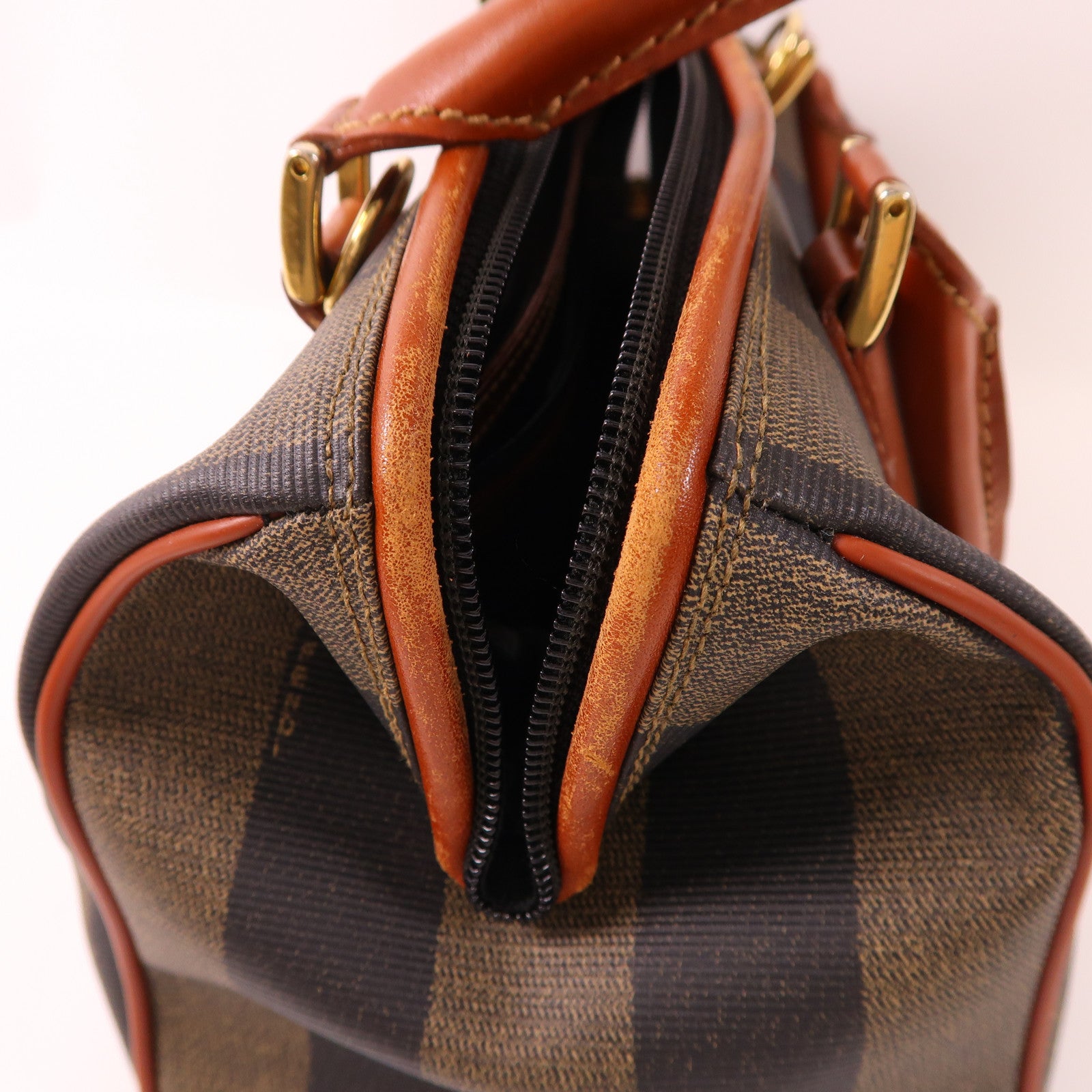 FENDI 【激減優惠】塗層帆布Vintage Pequin Convertible Boston Bag金扣手挽肩背兩用袋