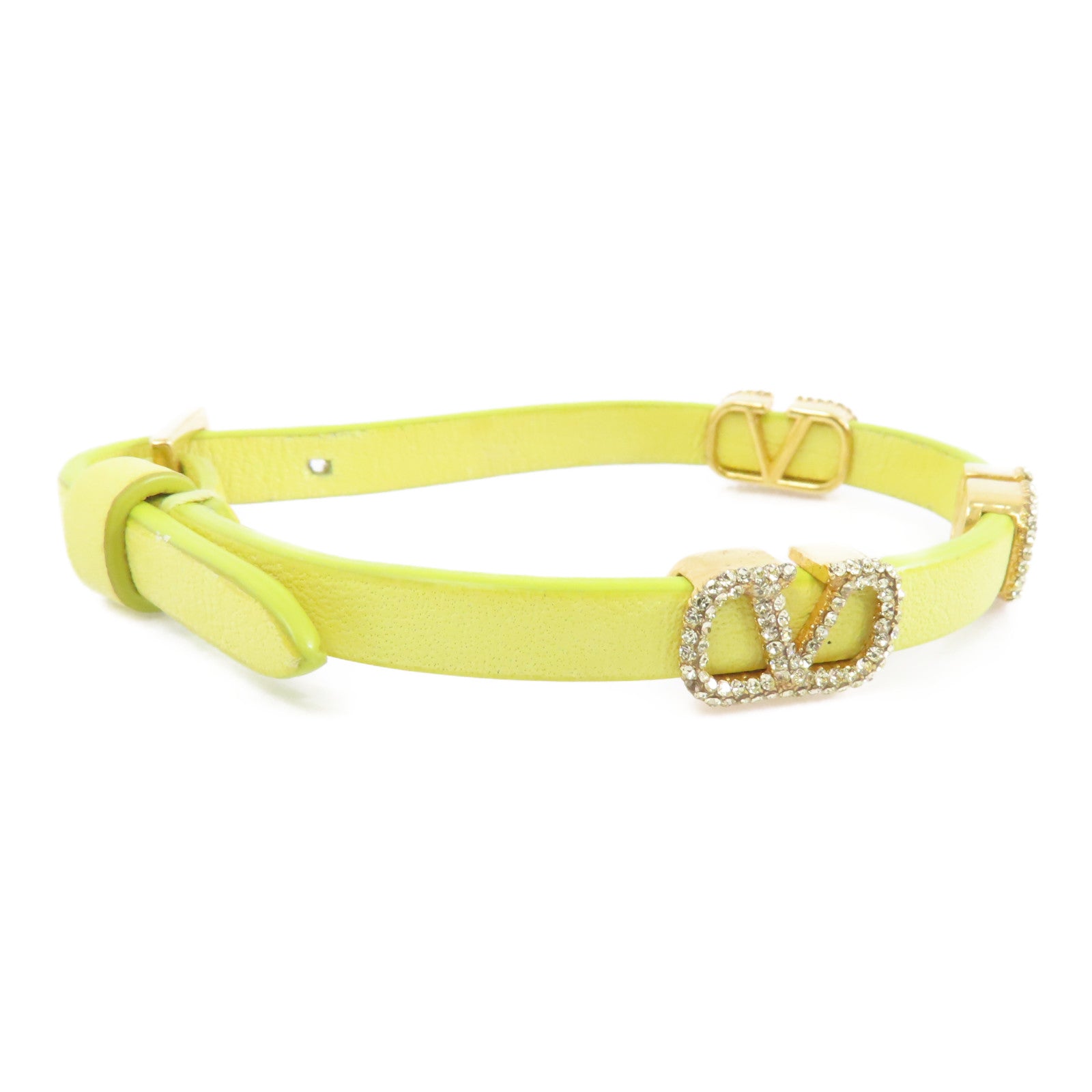 Valentino 牛皮皮革/金屬Bracelet手鏈黃色/金色