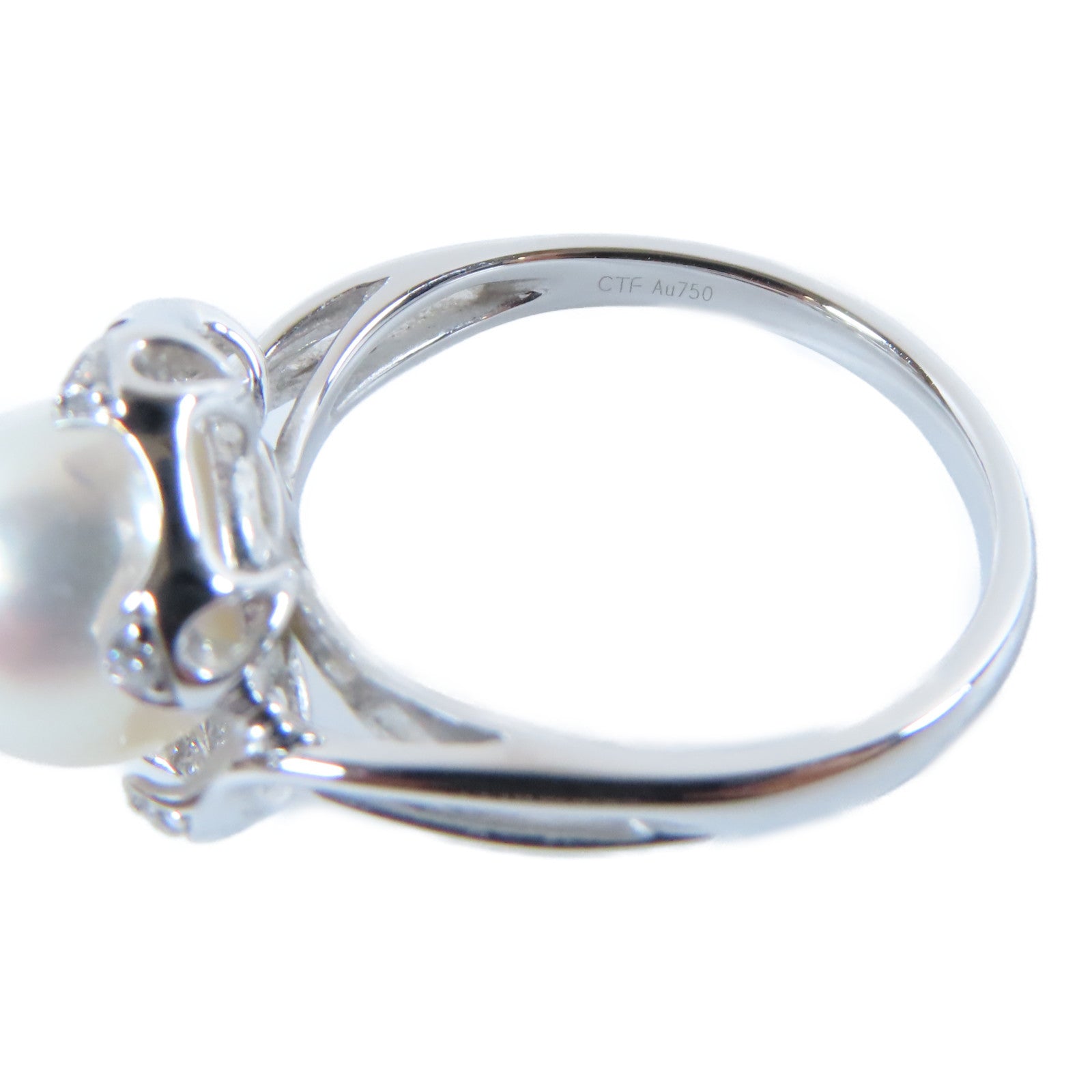 JEWELRY 【激減優惠】18K白金Pearl Ring 0.070ct鑽石戒指US#6