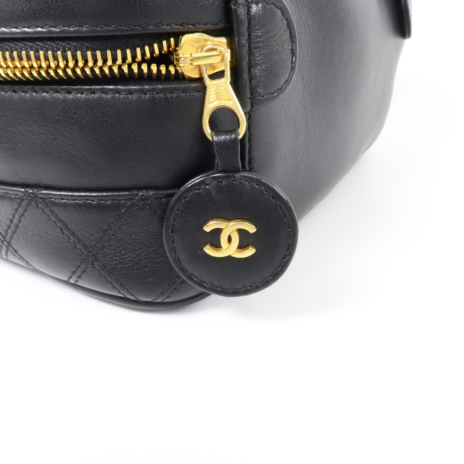CHANEL 牛皮皮革Vintage Vanity Case金扣化妝袋