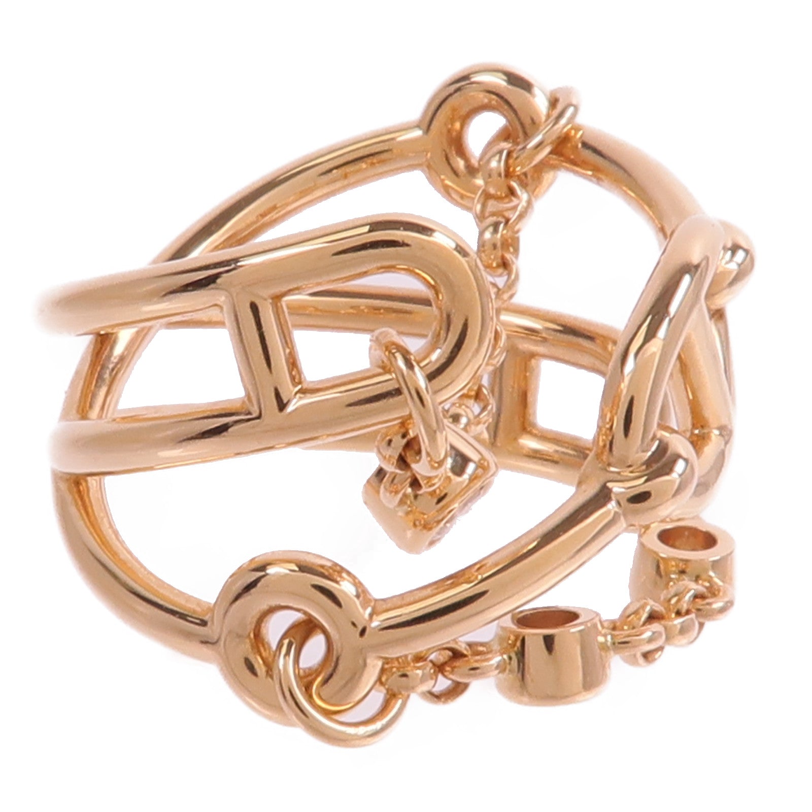HERMES 18K玫瑰金Chaine D'ancre Chaos Ring鑽石戒指