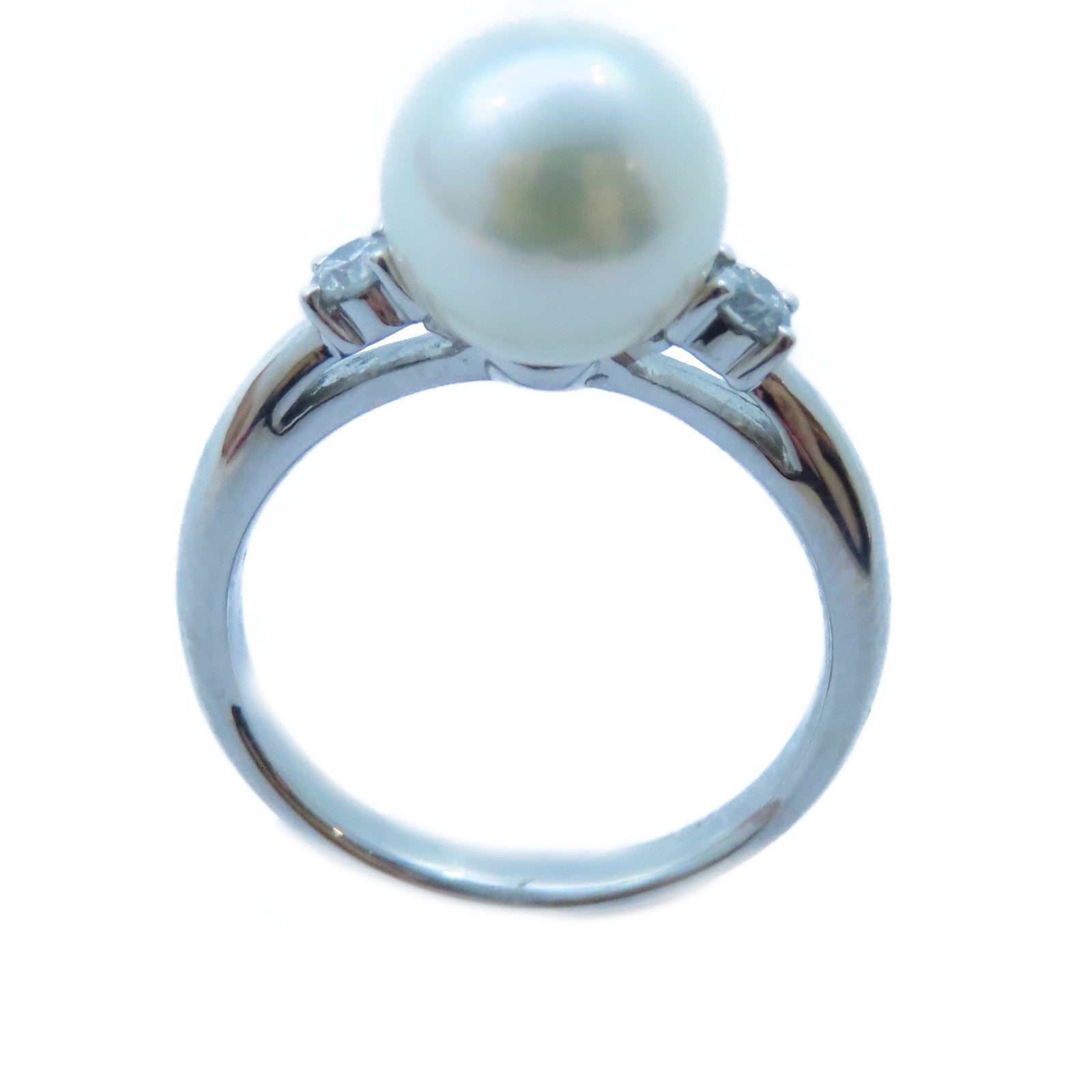 JEWELRY 【激減優惠】PT900白金Pearl/Diamond Ring 8.9mm珍珠/0.13ct鑽石戒指US#5.5