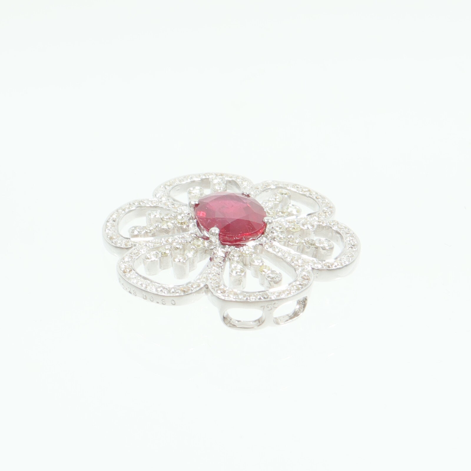 JEWELRY 18K白金Ruby Diamond Pendant紅寶石/鑽石吊墜