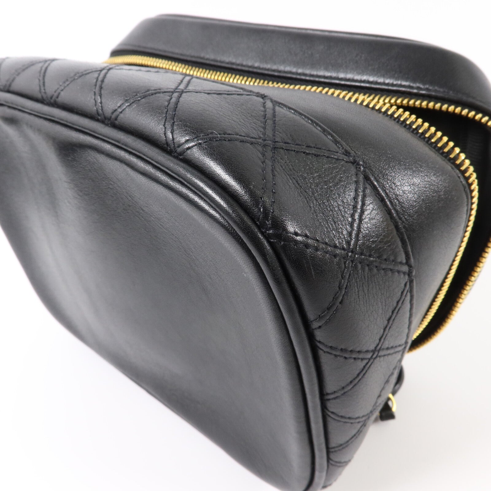 CHANEL 牛皮皮革Vintage Vanity Case金扣化妝袋